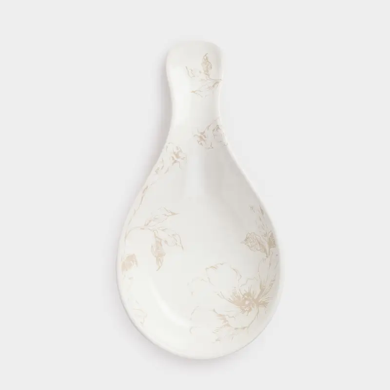 Spoon stand, 23 cm, ceramic, milky, beige flowers, Maleo ,image-0