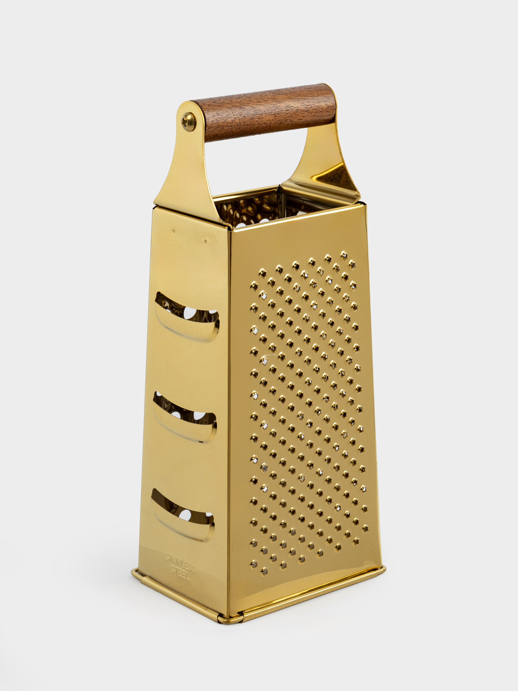Grater, 24 cm, four-sided, steel / wood, golden, Classic gold, image-3