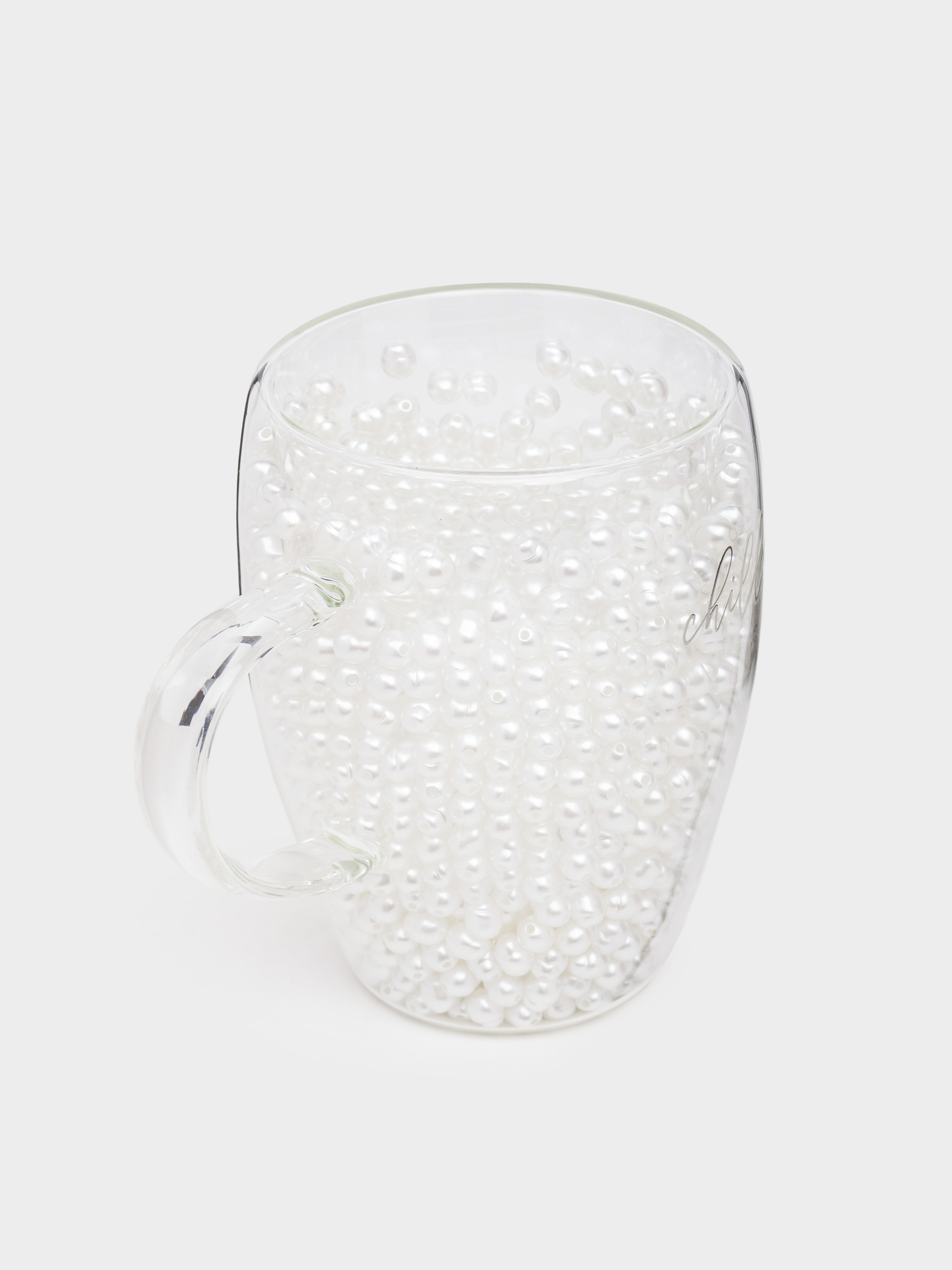 Mug, 330 ml, glass B/plastic, with pearls inside, Design, Air decor, image-1