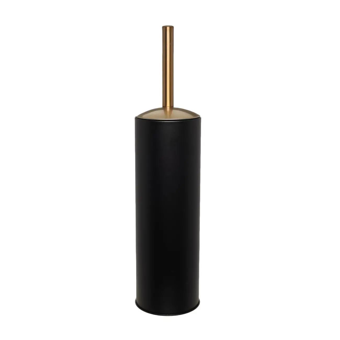 Toilet brush, 28 cm, with stand, plastic / metal, black and gold, Black chic, image-0