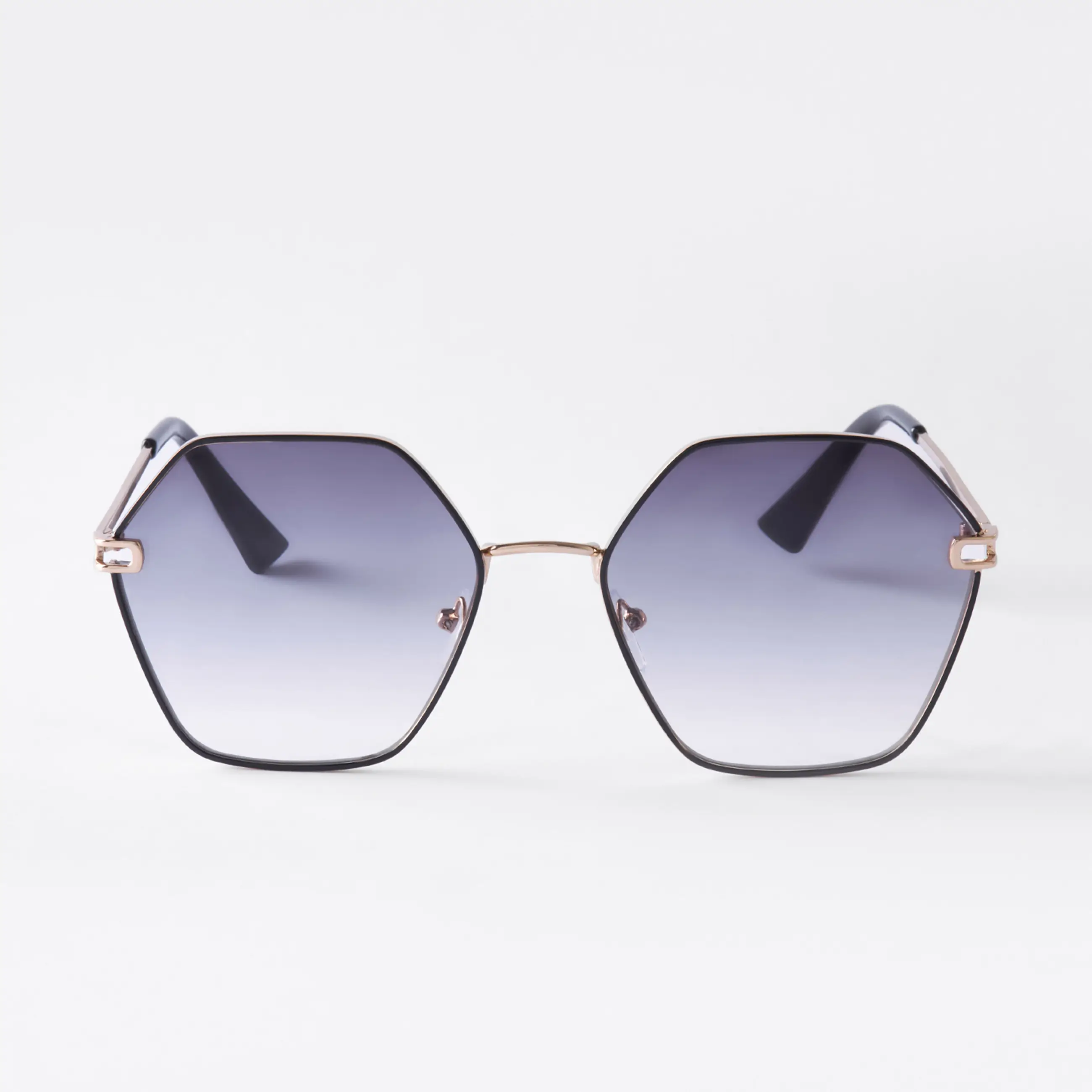 Sunglasses, metal/plastic, hexagonal, black, Geometric