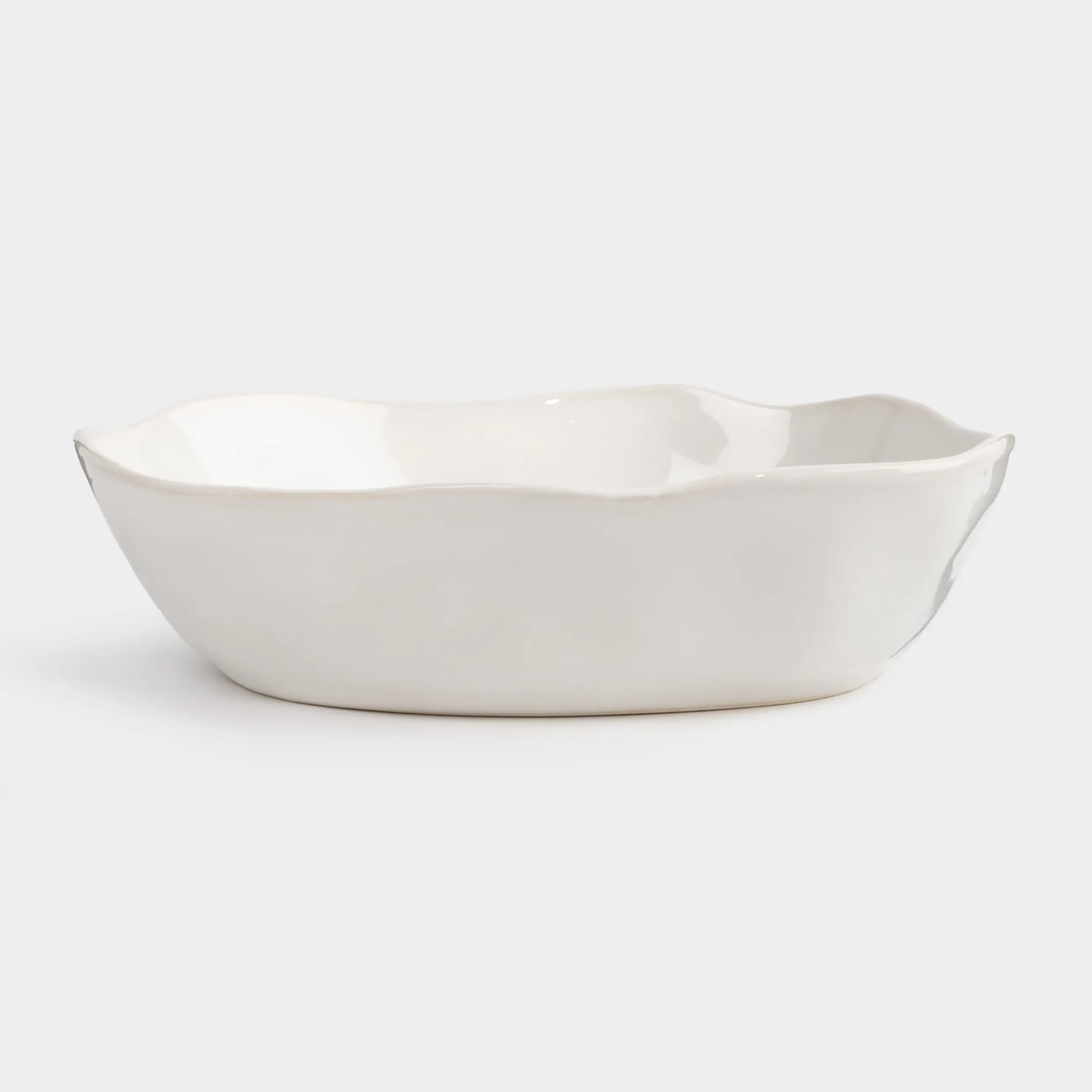 Salad bowl, 20x5 cm, 770 ml, ceramic, white, Uneven edge, Bumpy