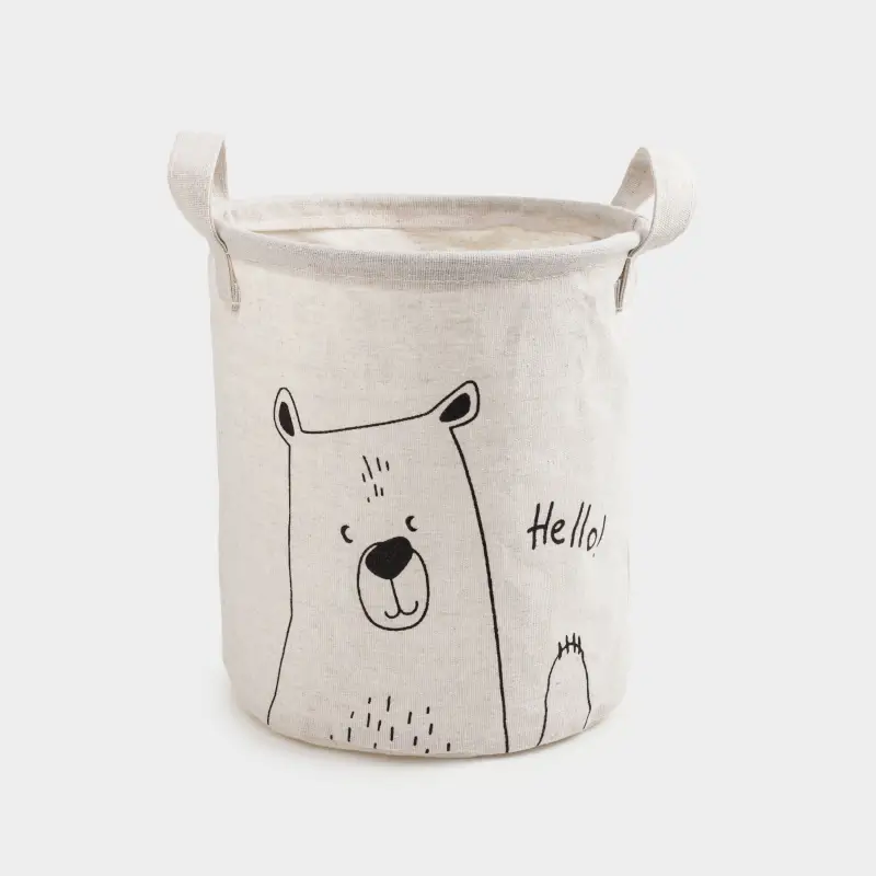 Storage bag, 22x25 cm, with handles, Cotton/polyester, round, Milky, Bear, Funny world ,image-0