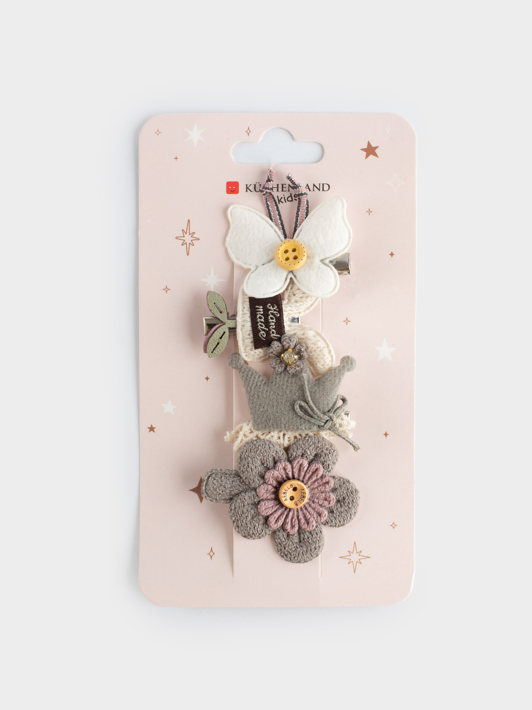 Hair clip set, 3 cm, 4 pcs, Children's, Polyester / Plastic, milky, Butterfly, Wooly, image-4