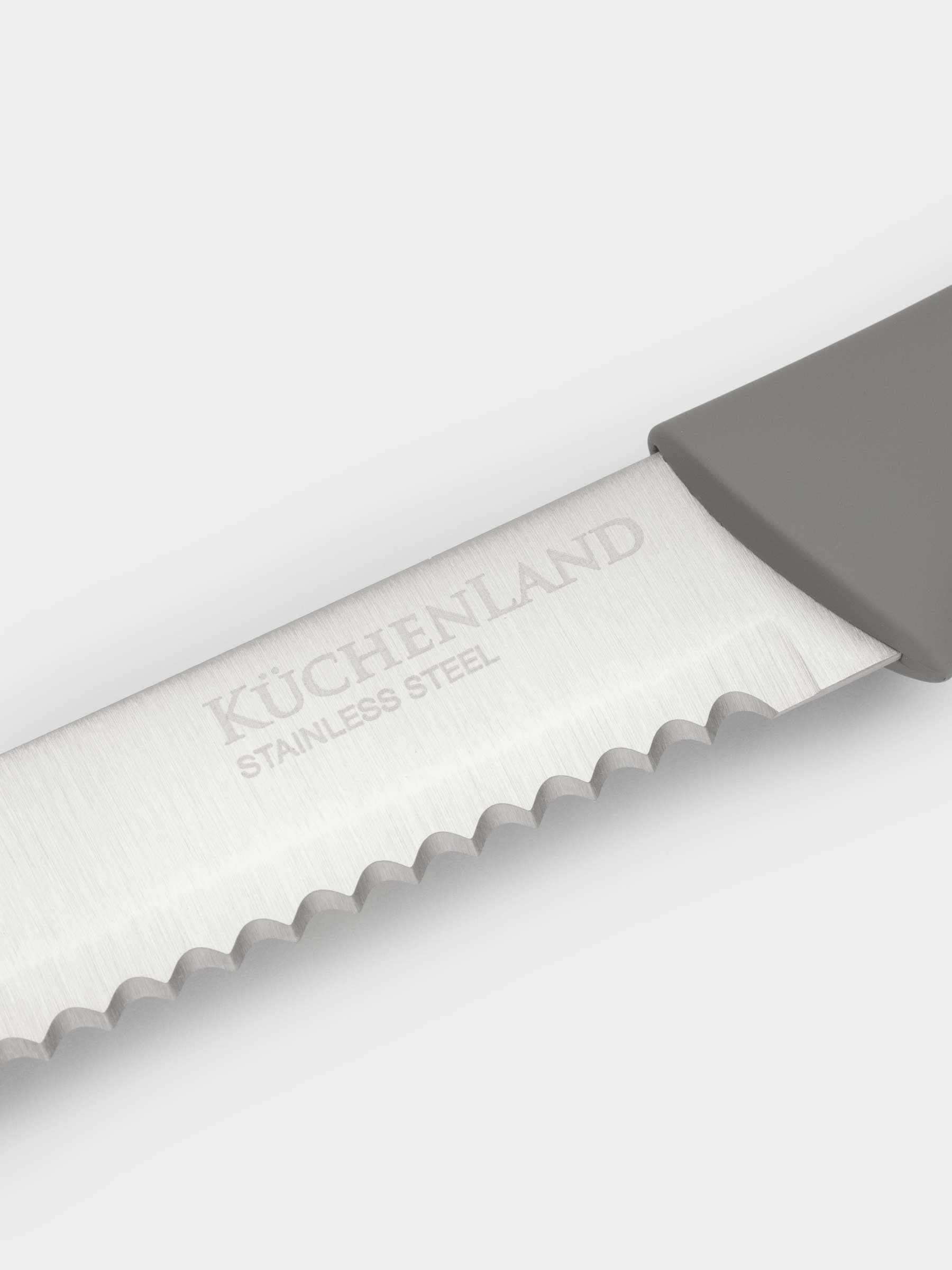 Knife set, 5 pr, in stand, steel / plastic, grey, Grey steel, image-4