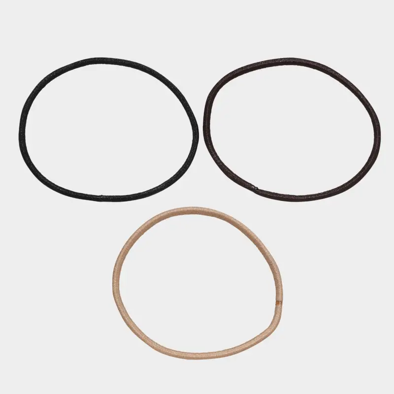 Elastic band for hair, 4 cm, 24 pcs, polyester, black / brown / beige, Basic