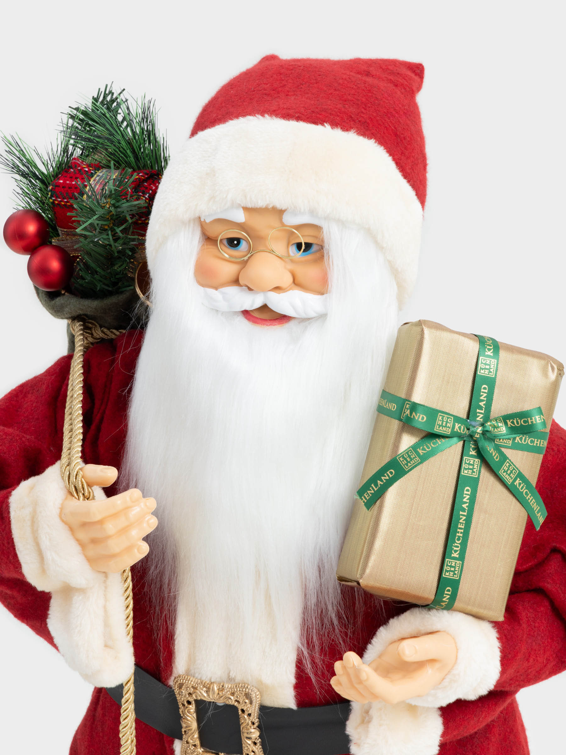 Decorative item, 90 cm, soft, Santa in red with bag and gift, Magic time, image-1