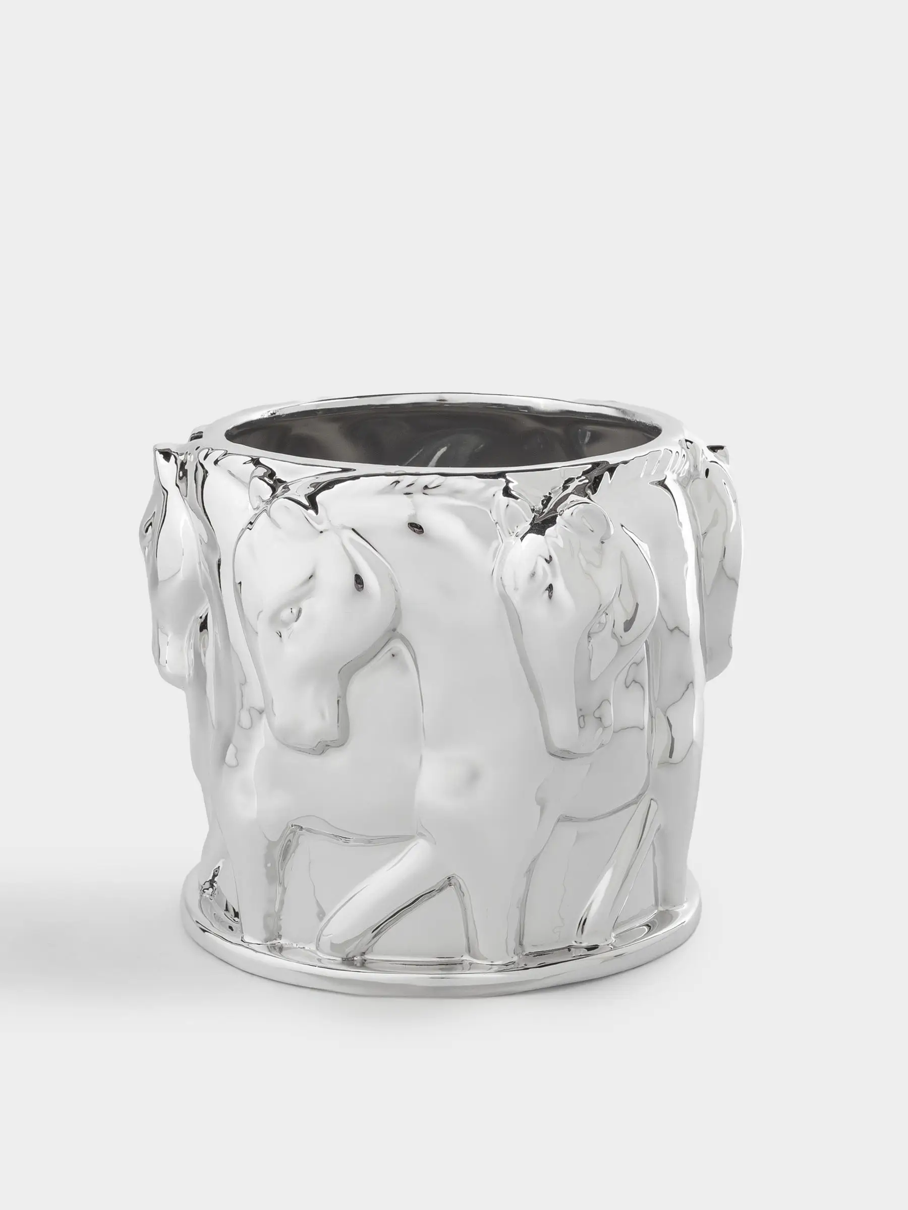 Planter, 13x14 cm, porcelain P, silver, Horses, Horse silver, image-0