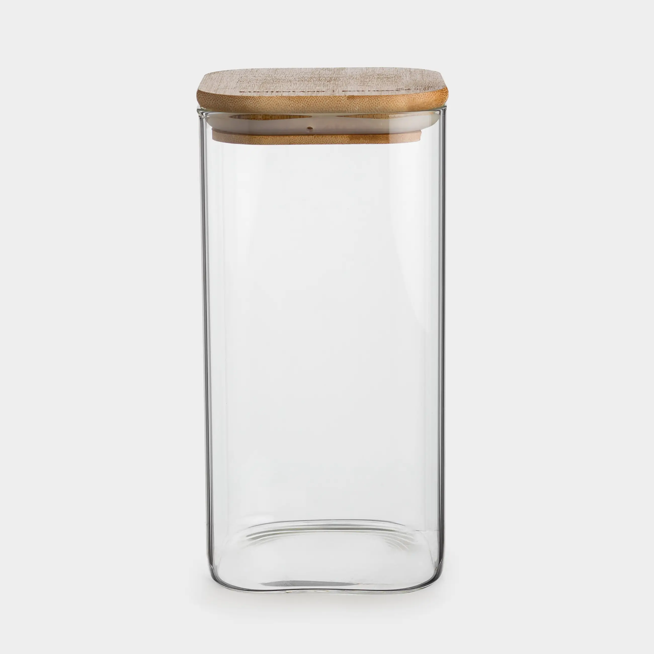 Can for bulk products, 1.5 l, glass / bamboo, square, Home made, image-0