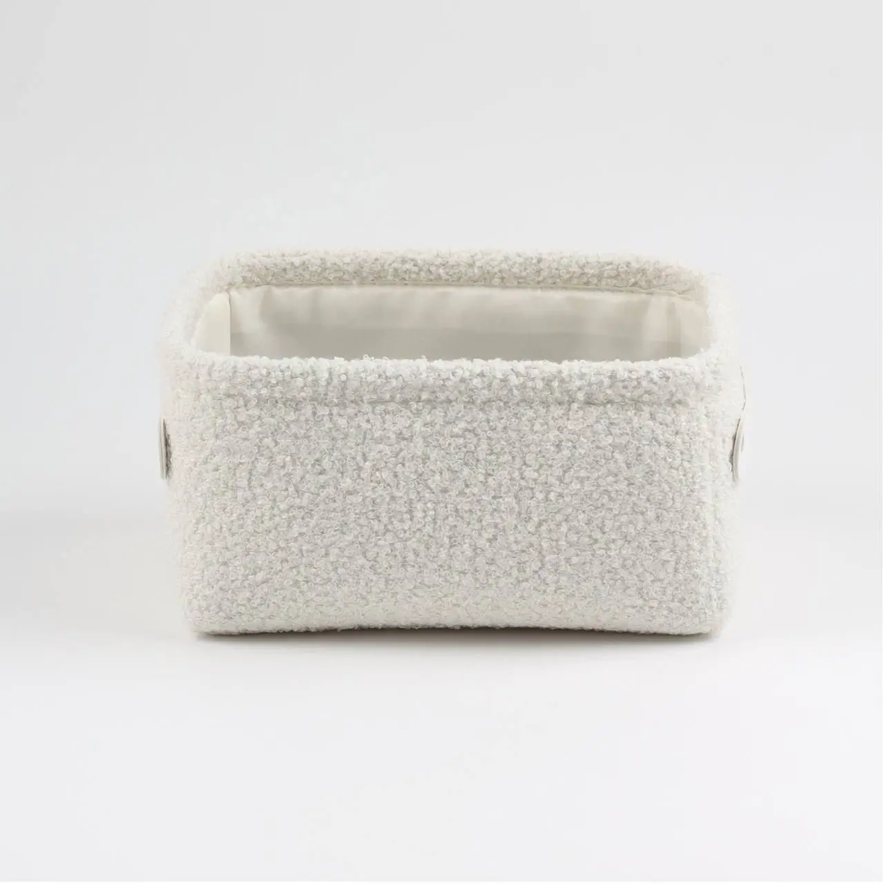 Storage basket, 20x15x10 cm, with handles, boucle, rectangular, milk, Boucle, image-0