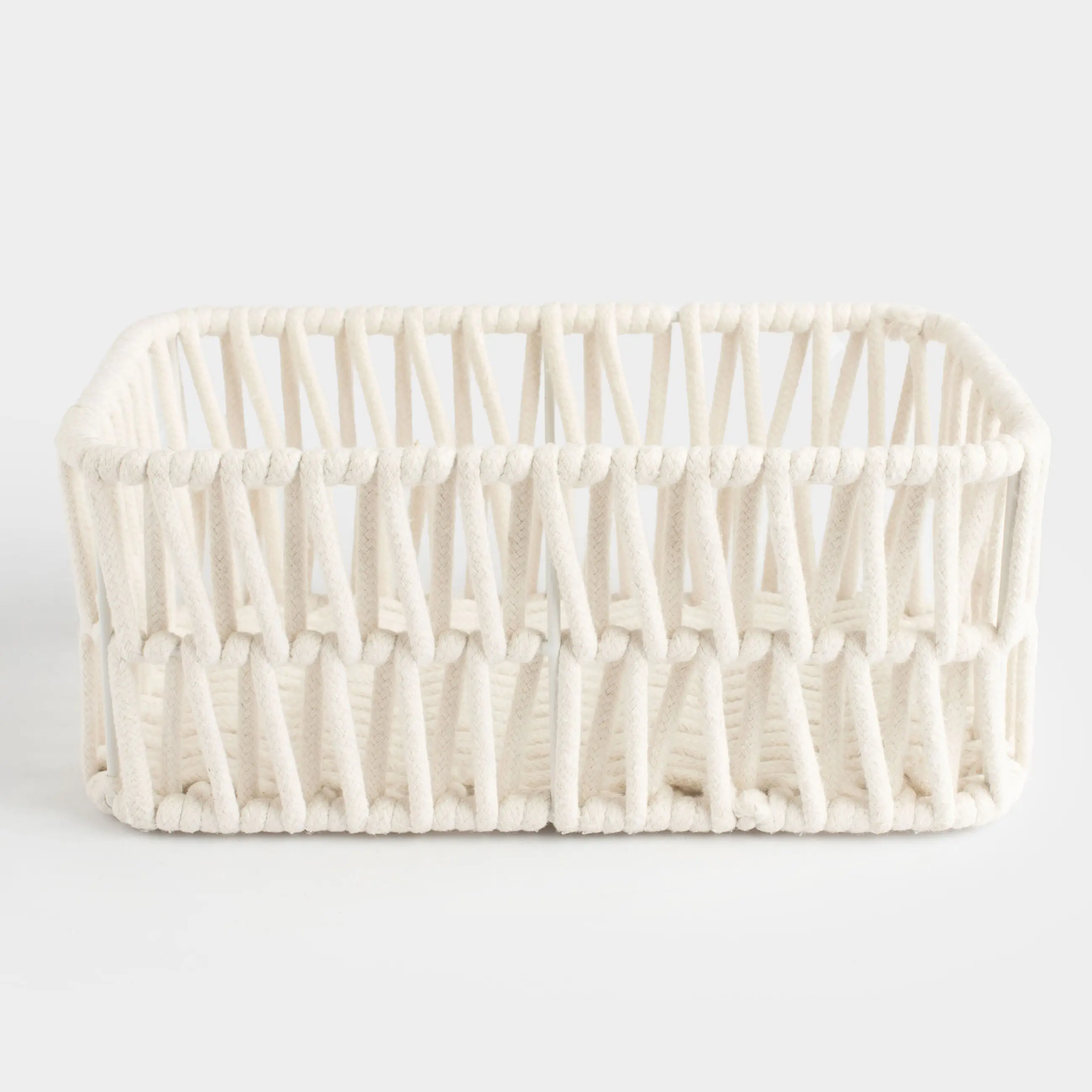 Storage basket, 34x24x14 cm, cotton / metal, rectangular, milky, Weaving, Cozy