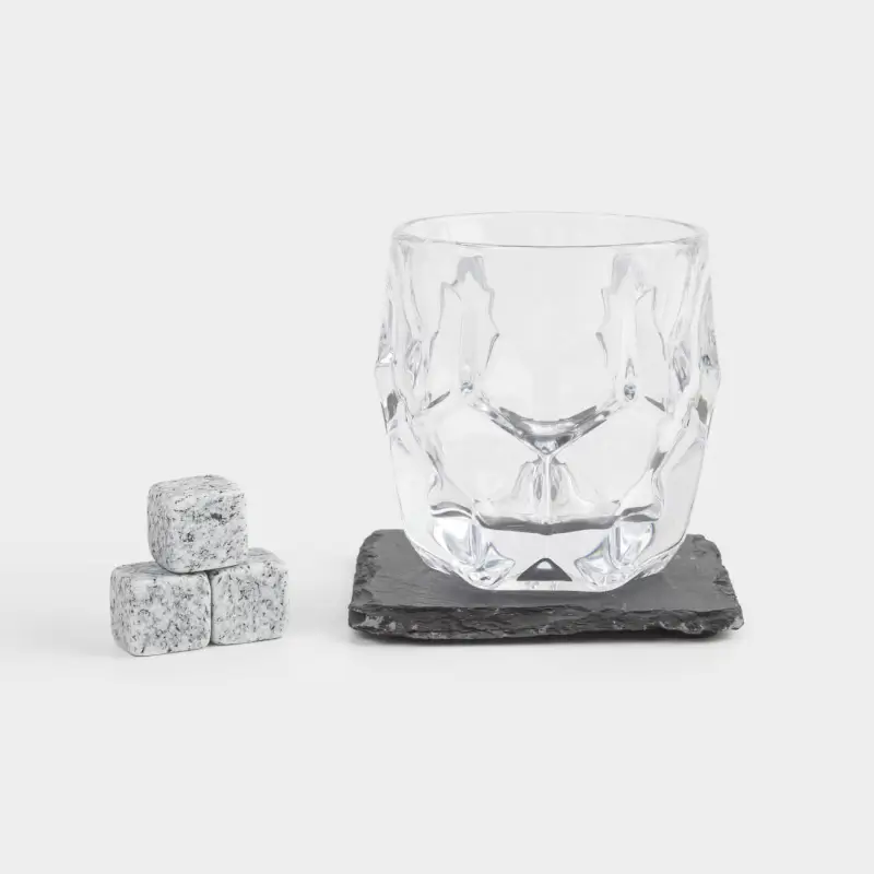 Whiskey set, 1 person, 5 items, in a box, glass / cubes/stand, glass / marble/slate, Bar