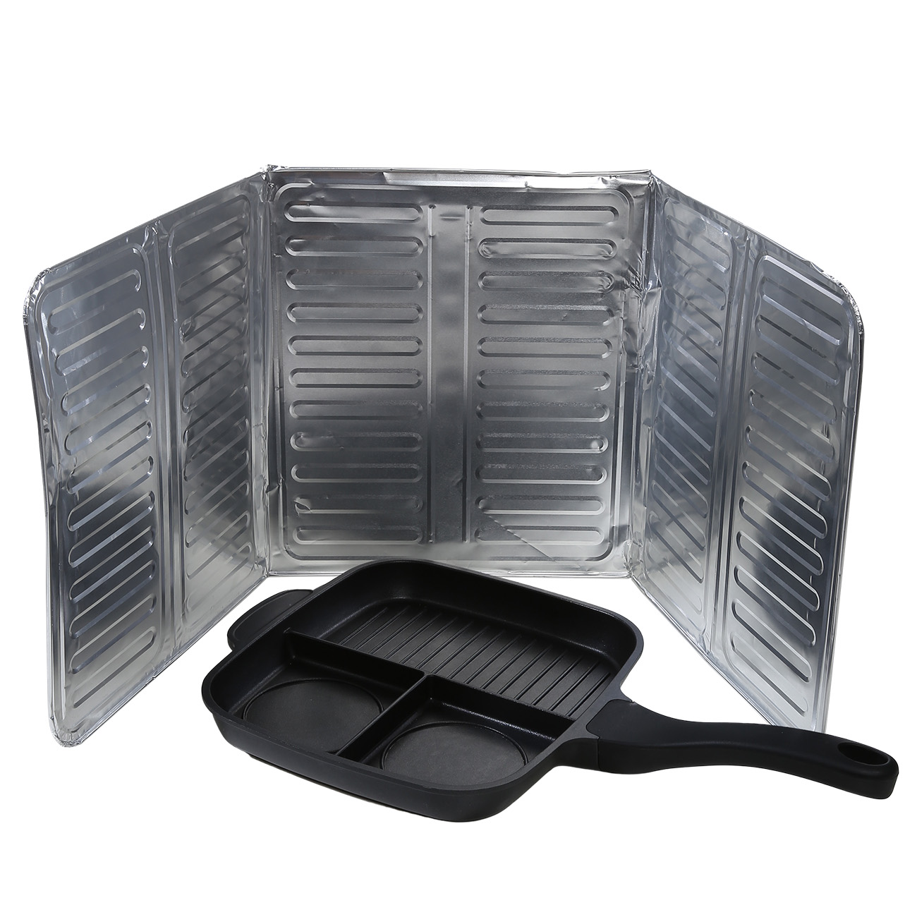 Protective screen for the stove, 84x33 cm, folding, aluminum, Classic