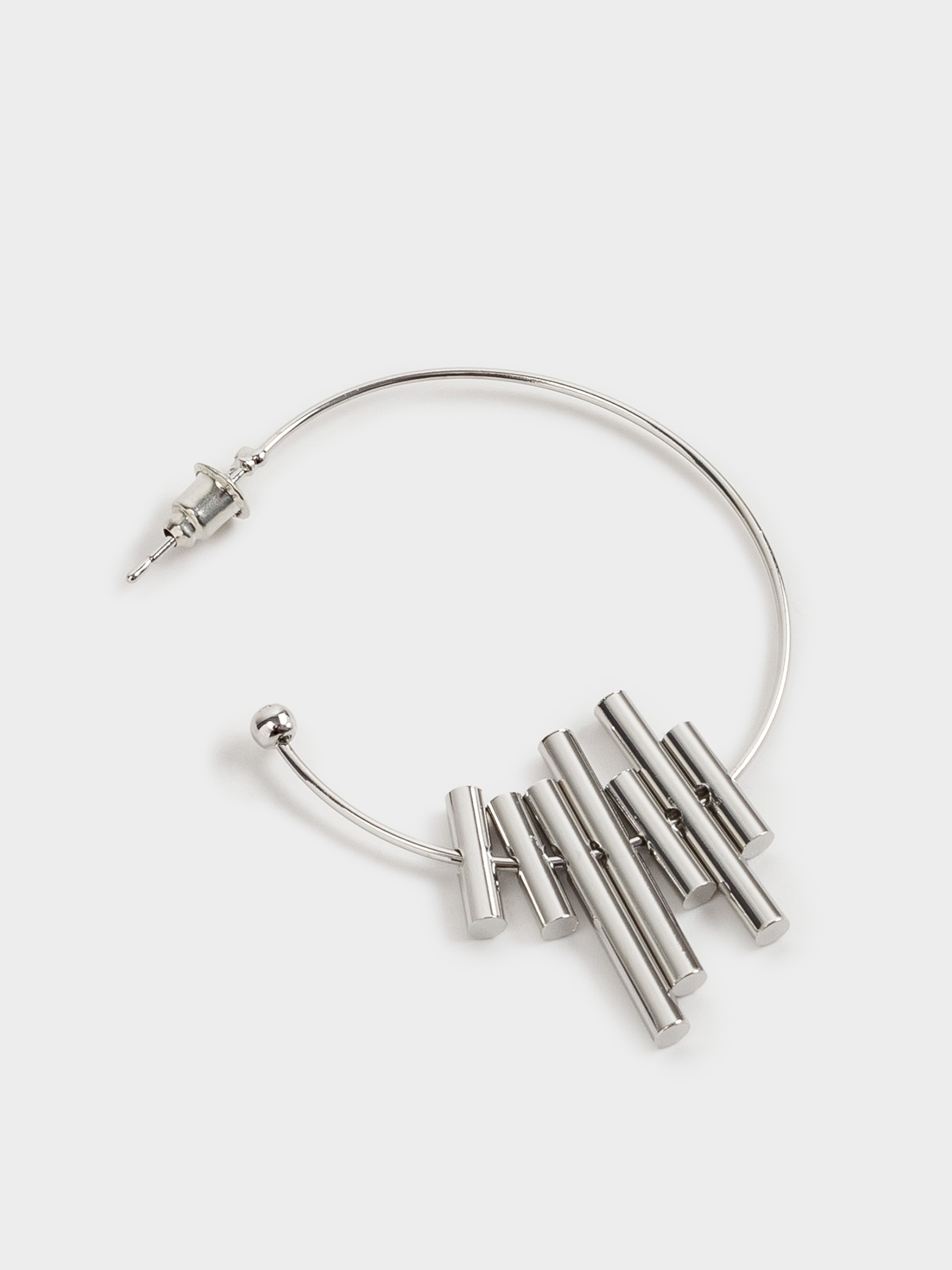 Stud earrings, 4 cm, metal, silver, Rings, Chain weaving