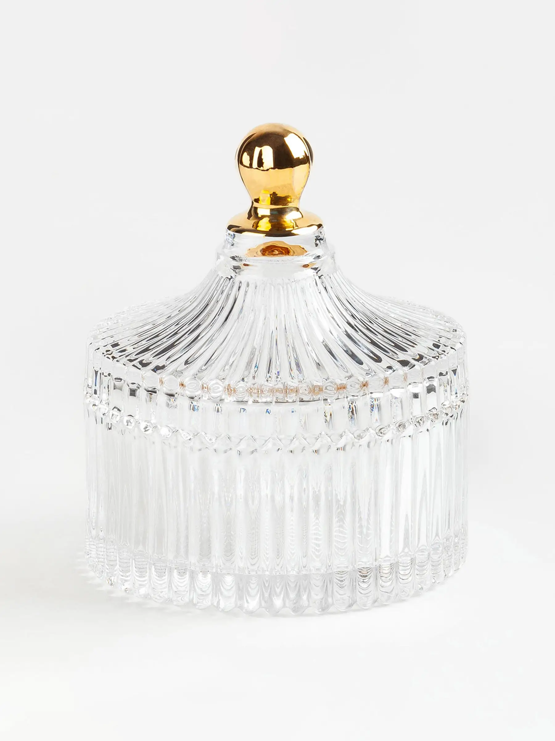 Storage container, 11x12 cm, 210 ml, glass R, with gold handle, Selene
