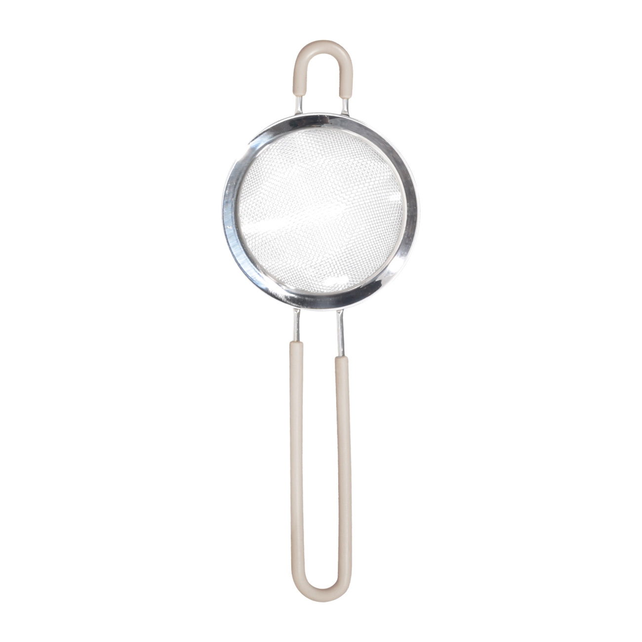 Strainer, 8 cm, with handle, steel / silicone, beige, Tammy, image-1