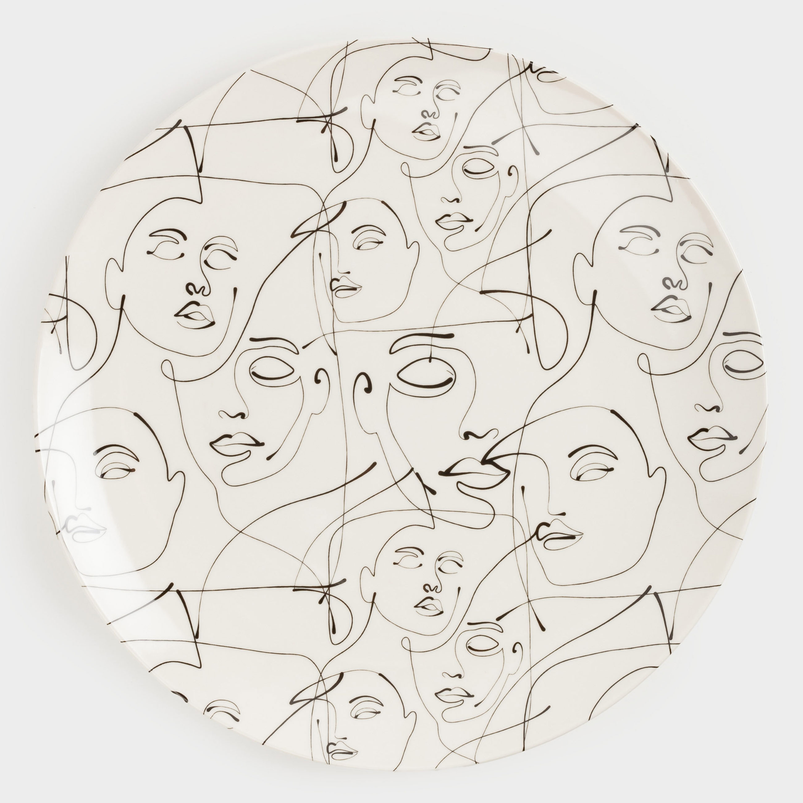 Dinner plate, 27 cm, 2 pcs, porcelain N, milk, Abstract faces, Face