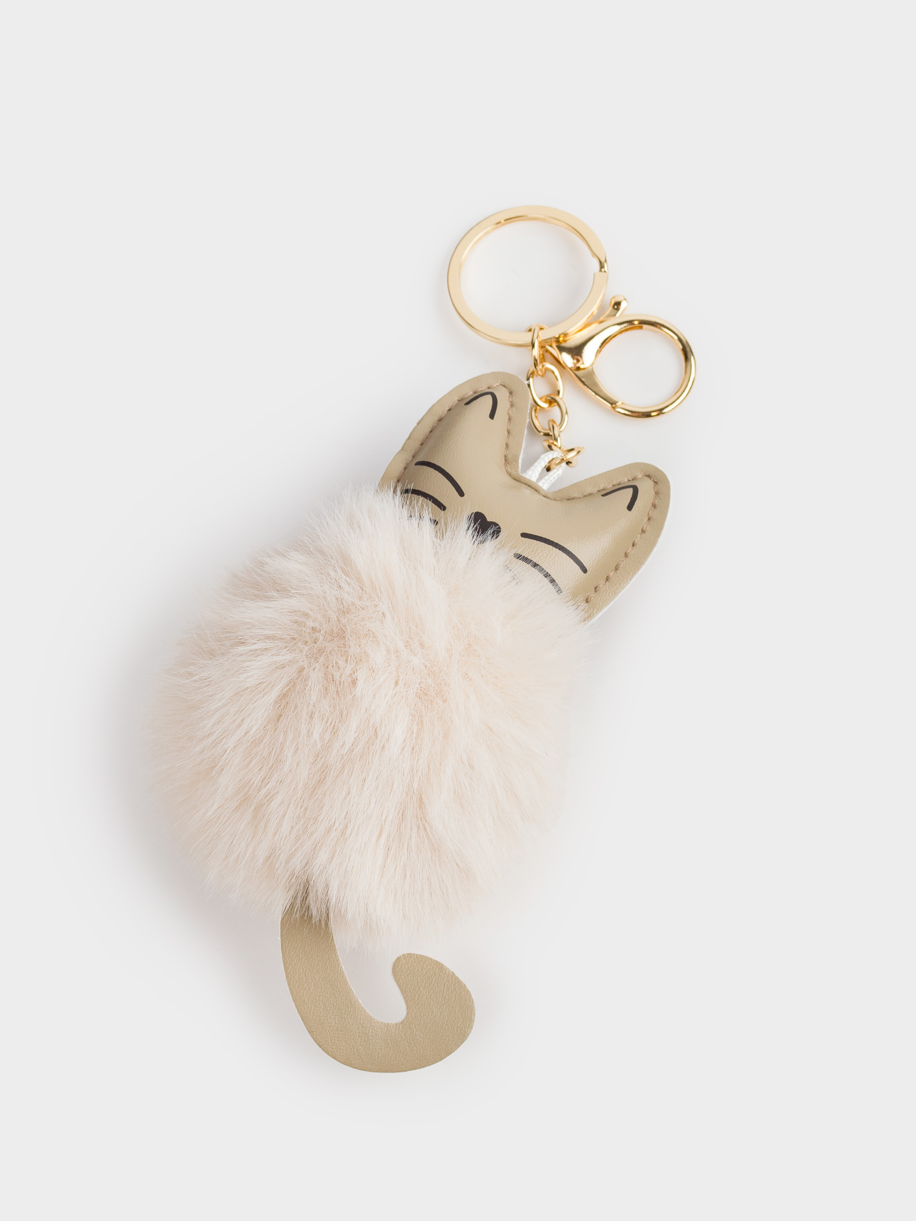 Keychain, 12 cm, Soft, faux fur / metal, color, Cat, Wooly, image-1