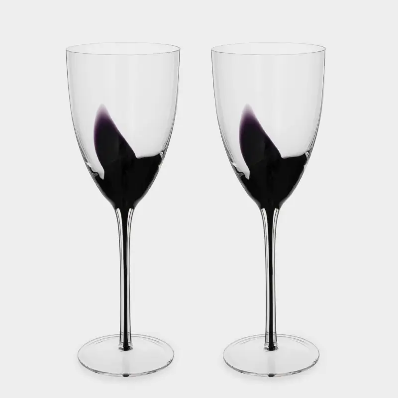 Drinking glass, 310 ml, 2 pcs, glass, black base, Taurisano