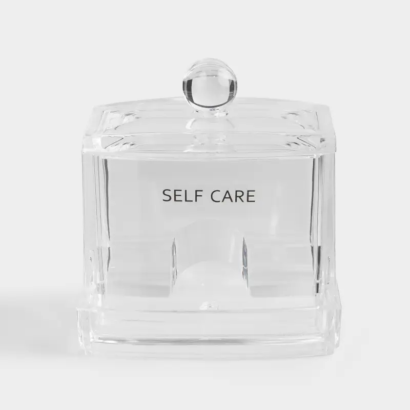 Cotton swabs container, 9x10 cm, with lid, plastic, Basic font ,image-0