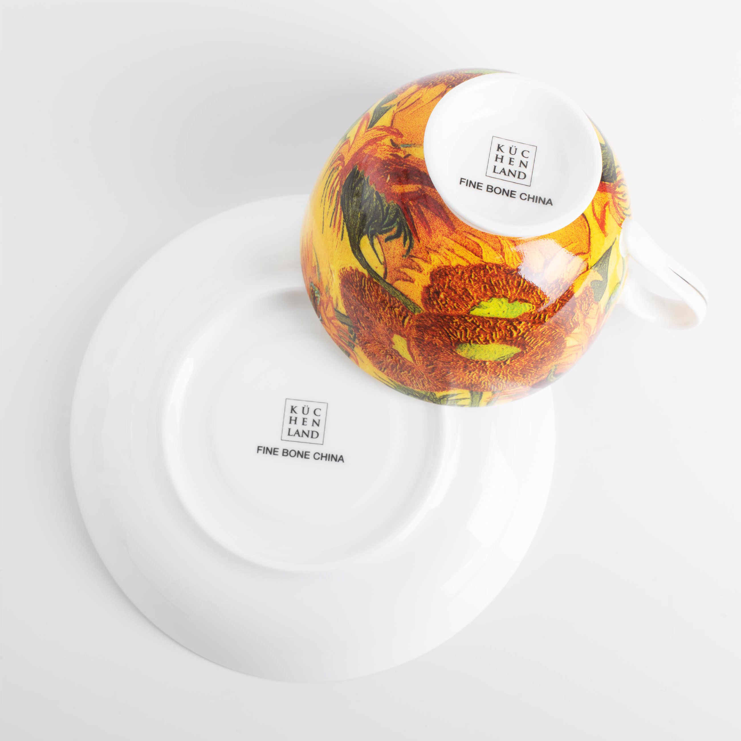 Tea pair, 1 person, 2 items, 210 ml, porcelain F, Sunflowers, Van Gogh, Art sunflowers
