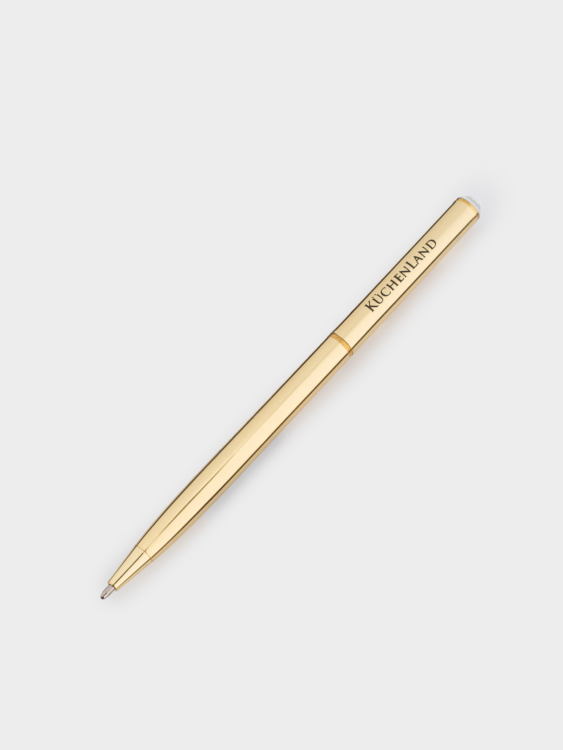 Ballpoint pen, 13 cm, with crystal, metal, gold, Draw, image-1