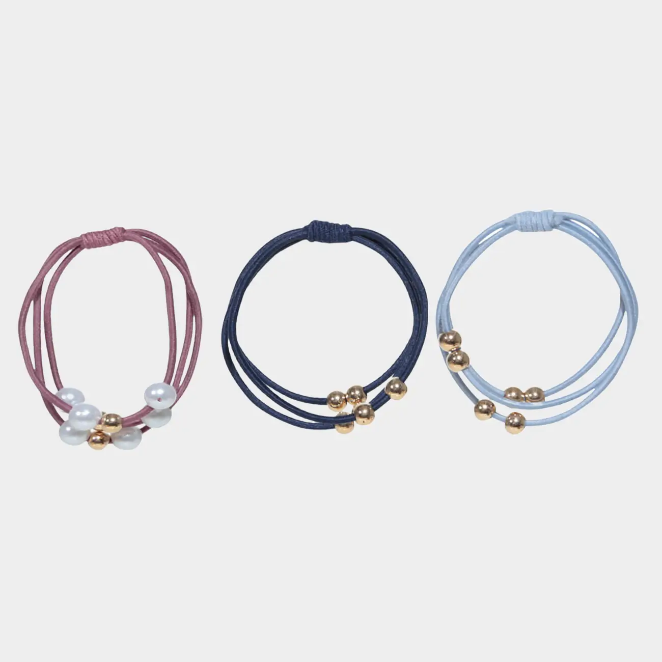 Elastic band for hair, 5 cm, 3 pcs, plastic / rubber, colored, Beads, Gracile