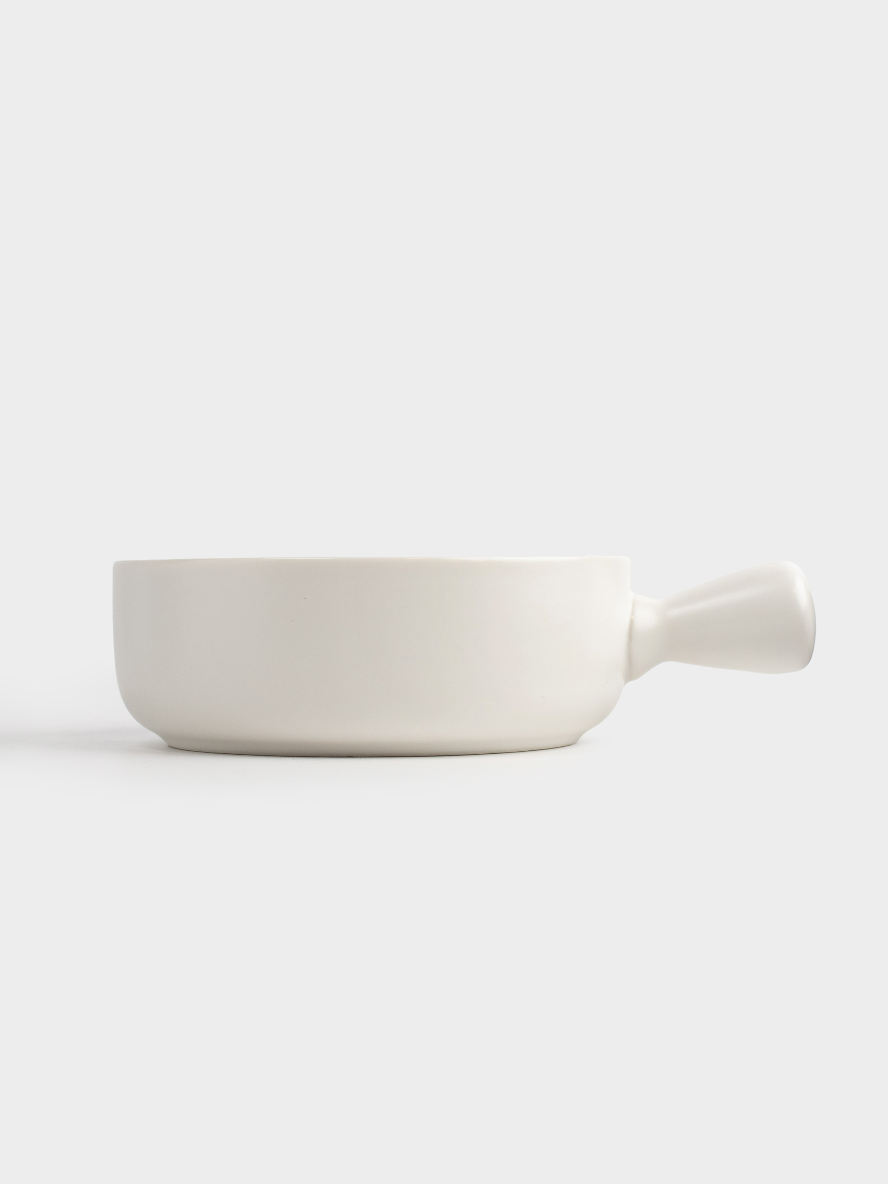 Baking dish, 15 cm, with handle, round, ceramic, white, Light kitchen, image-1