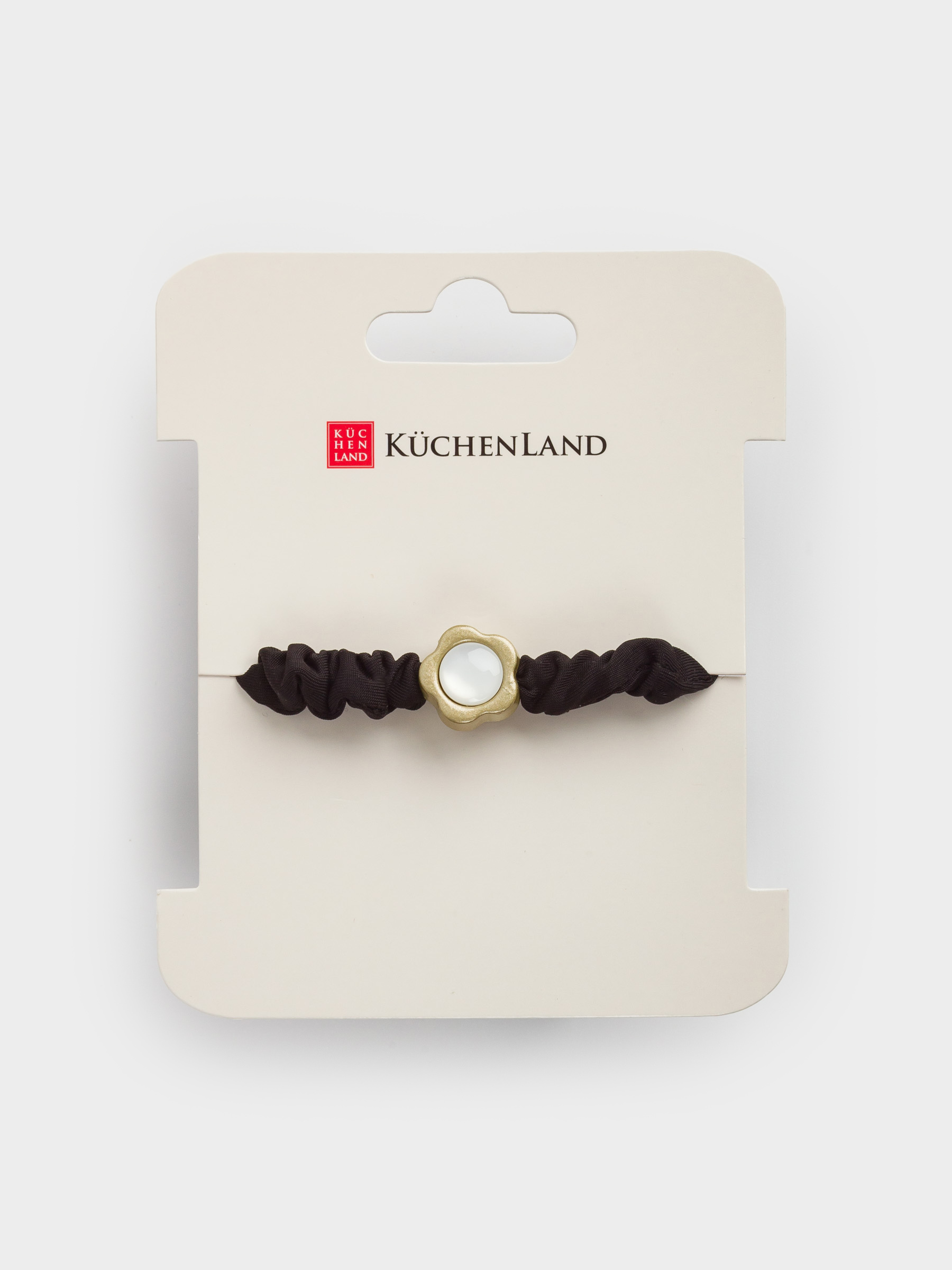 Elastic hair band, 8 cm, Satin/plastic, black, Flower, Silk, image-4
