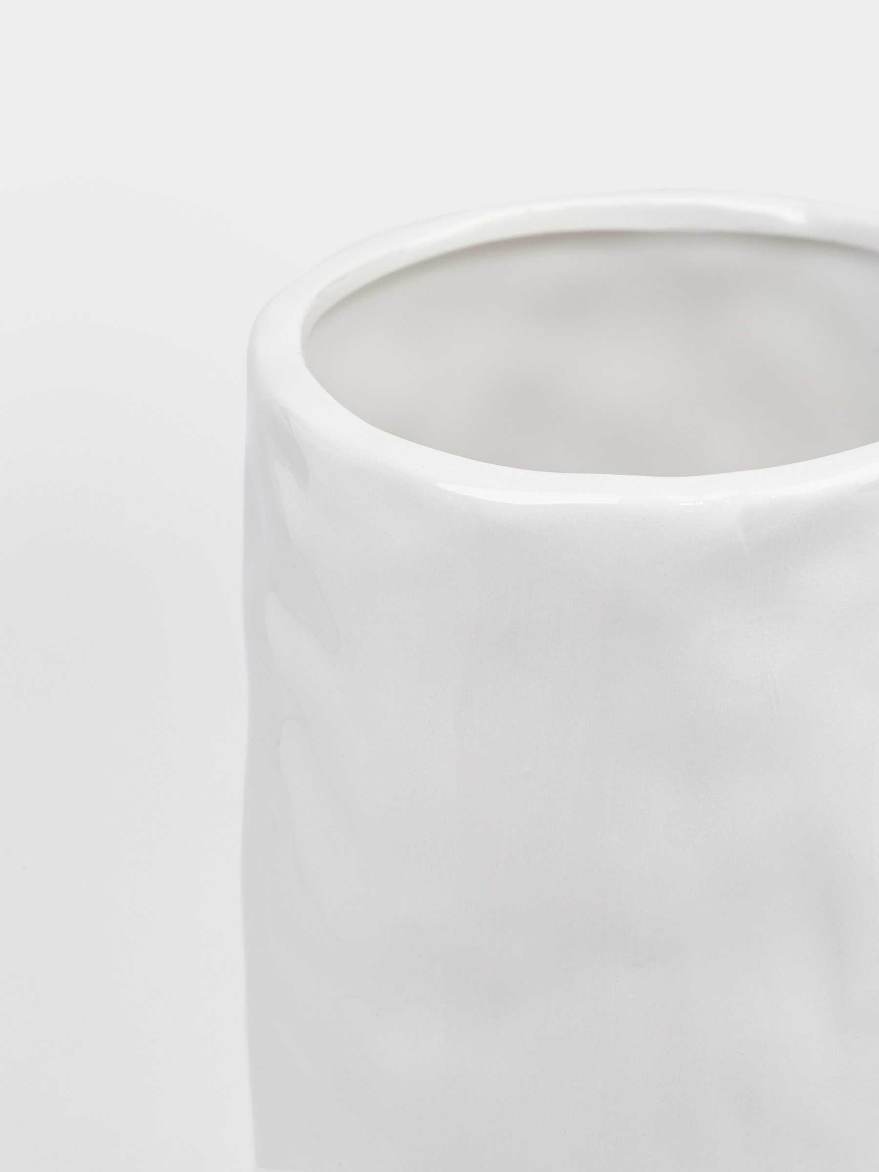 Flower vase, 20 cm, ceramic, milky, Blossom, Crumple font, image-3