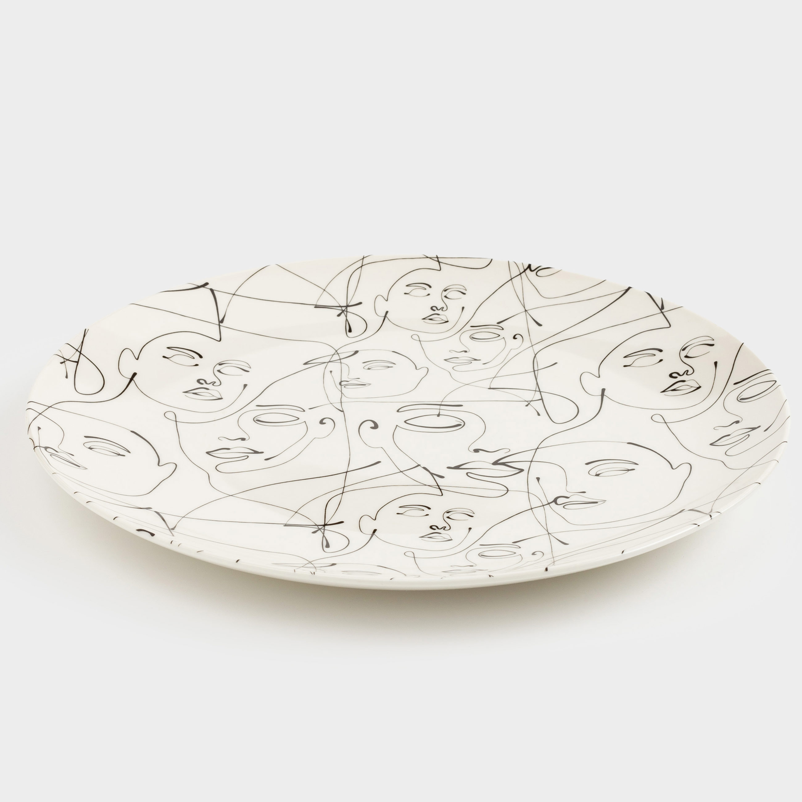 Dinner plate, 27 cm, 2 pcs, porcelain N, milk, Abstract faces, Face