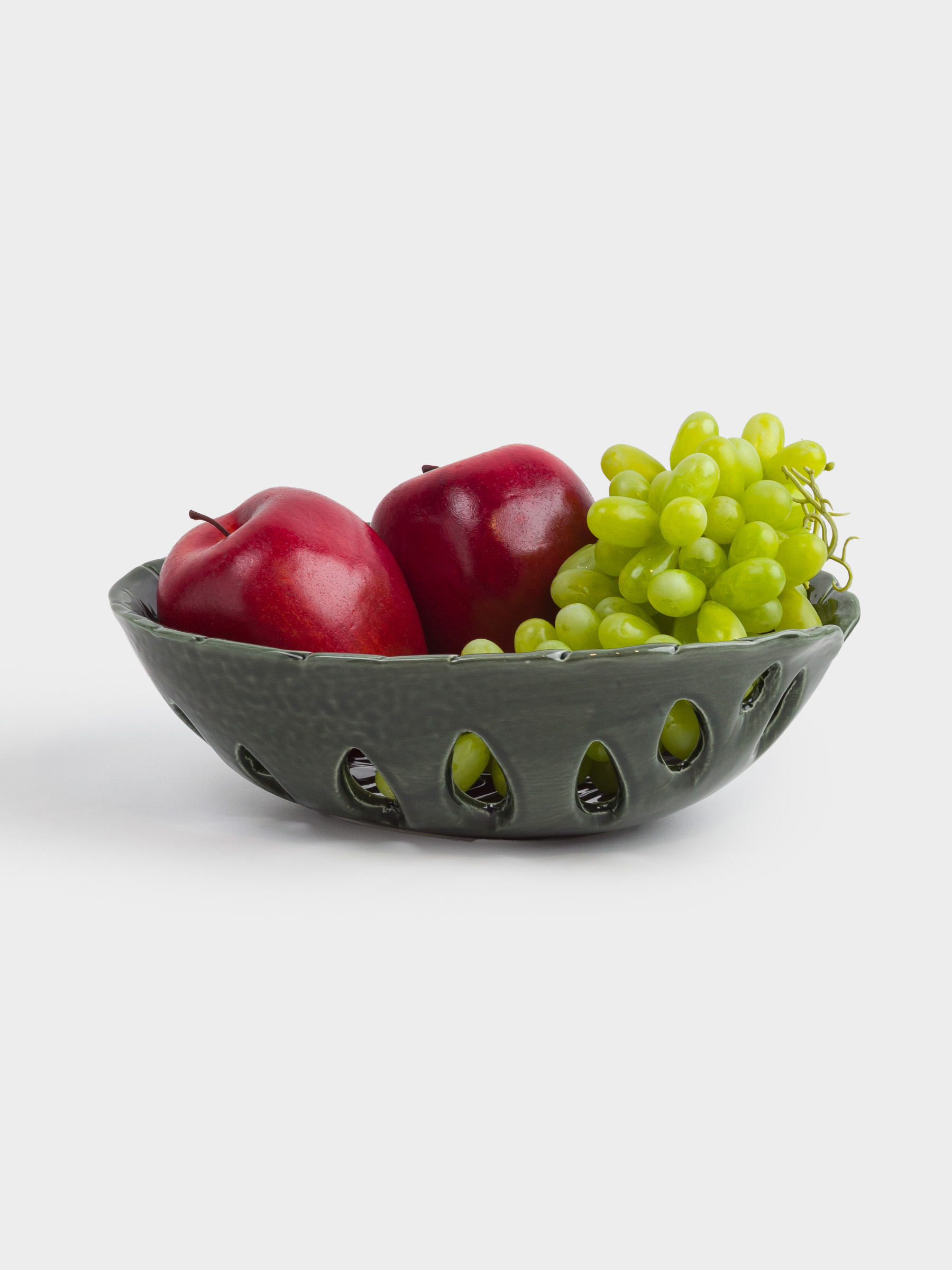 Fruit bowl, 24x18 cm, ceramic, green, Monstera leaf, Tropical, image-5