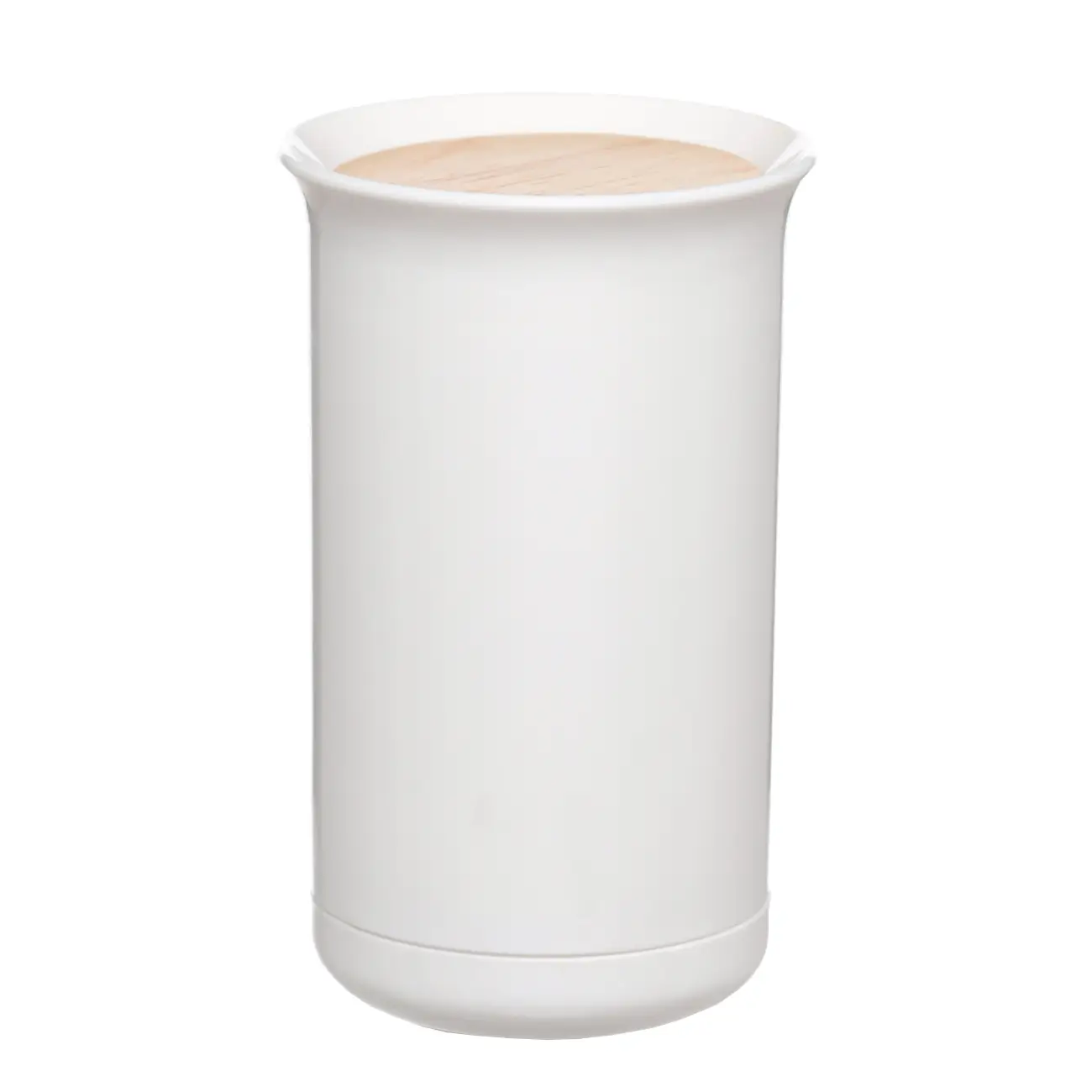 Toothpick container, 10 cm, plastic / rubber wood, White, White style, image-0