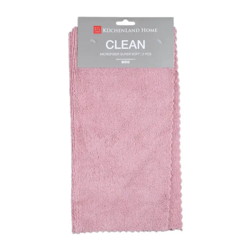 Cleaning cloth, 32x32 cm, 2 pcs, microfiber with lint, powder, Clean