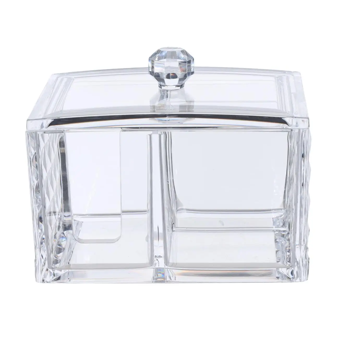 Container for cotton pads/sticks, 14x10 cm, 3 units, with lid, plastic, Kandy, image-0