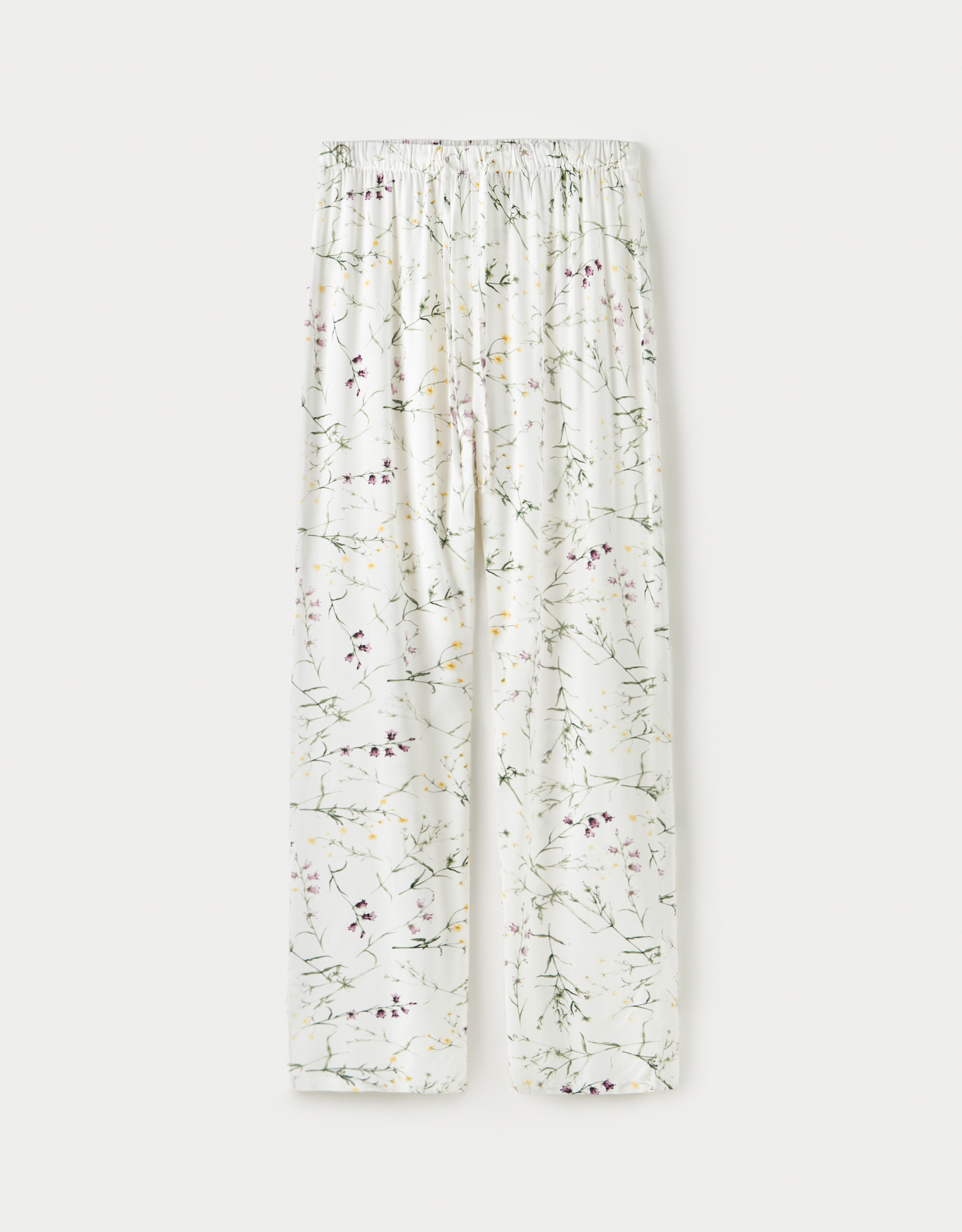 Women's trousers, homewear, size L, viscose, milky, wildflowers, Amina, image-7