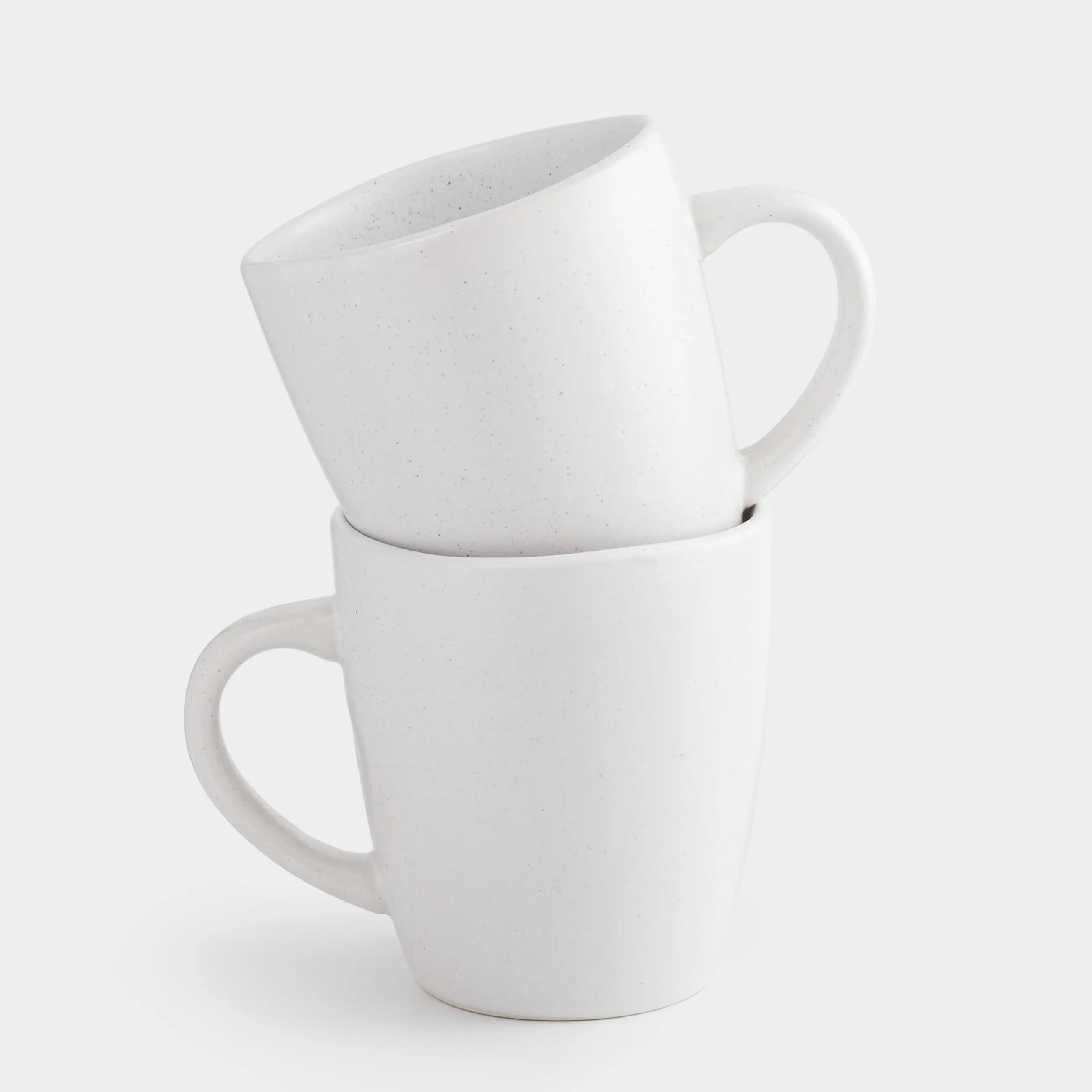 Mug, 470 ml, 2 pcs, ceramic, milky, speckled, Uneven edge, Demicile light
