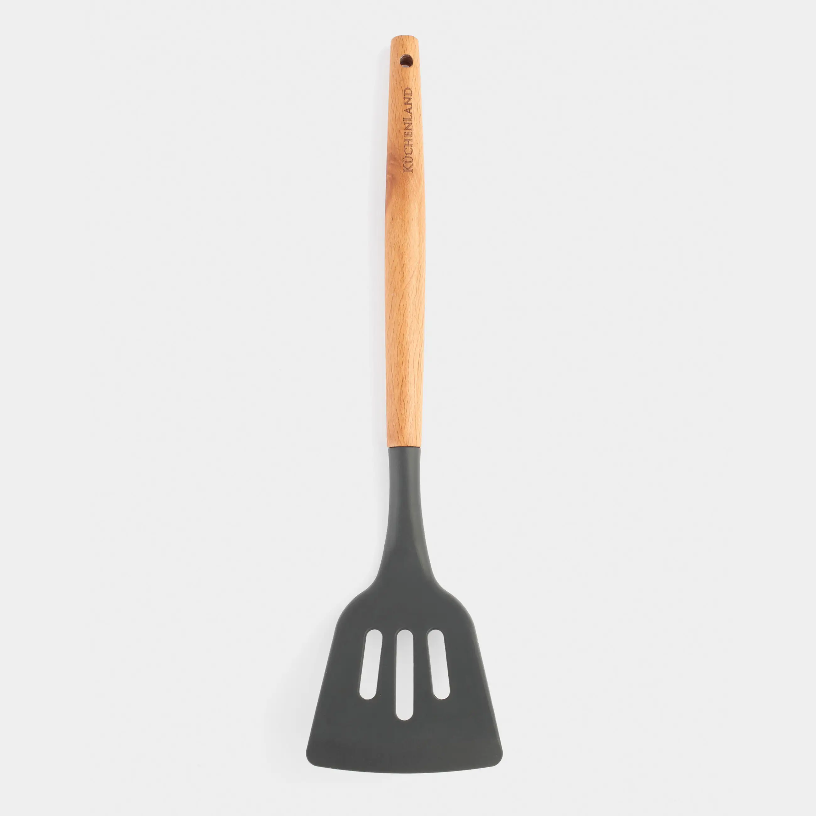 Spatula, 32 cm, slotted, silicone / wood, gray, Weekend