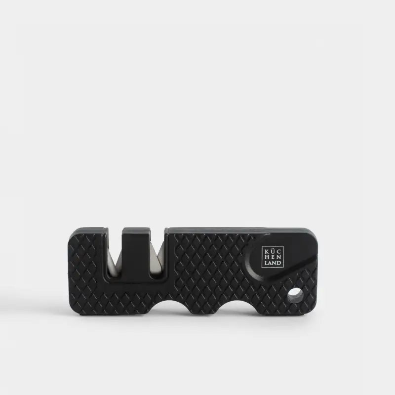 Knife sharpener, 9 cm, two stages of sharpening, black, Extra-light black ,image-0