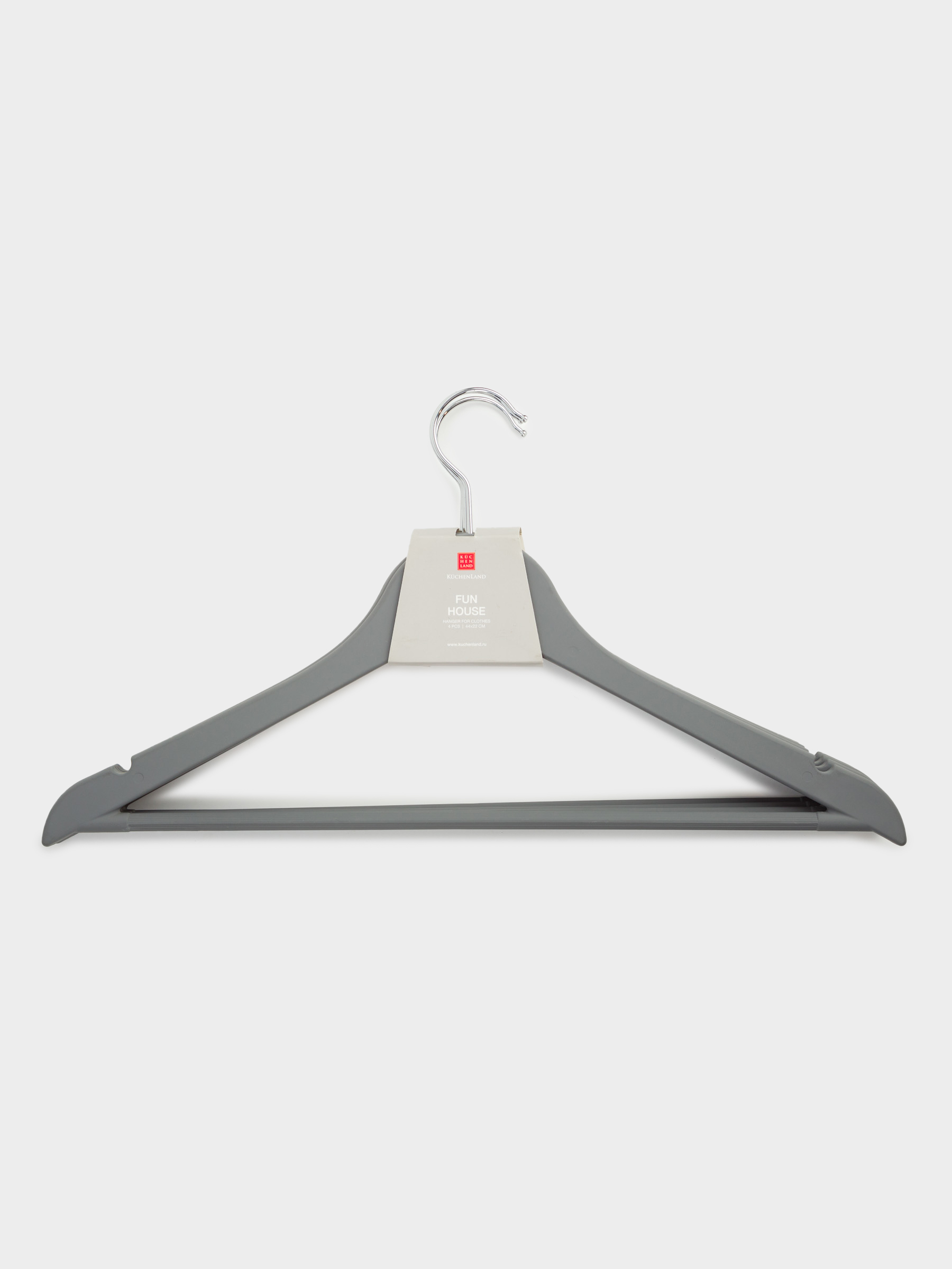 Hanger, 44 cm, 4 pcs, plastic coated, gray, Fun house 