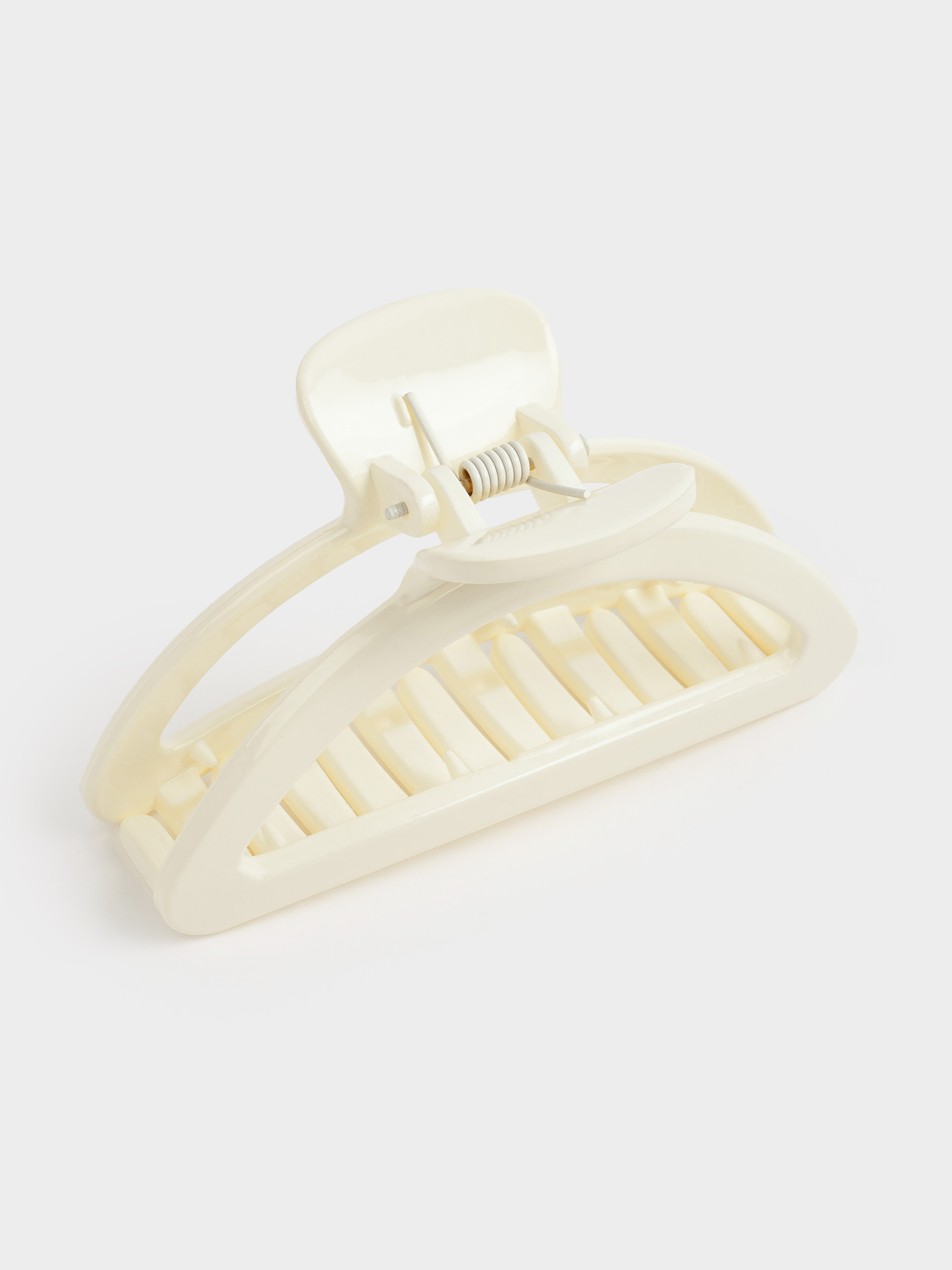 Hair clip, 9 cm, plastic, milk, Crab, Basic