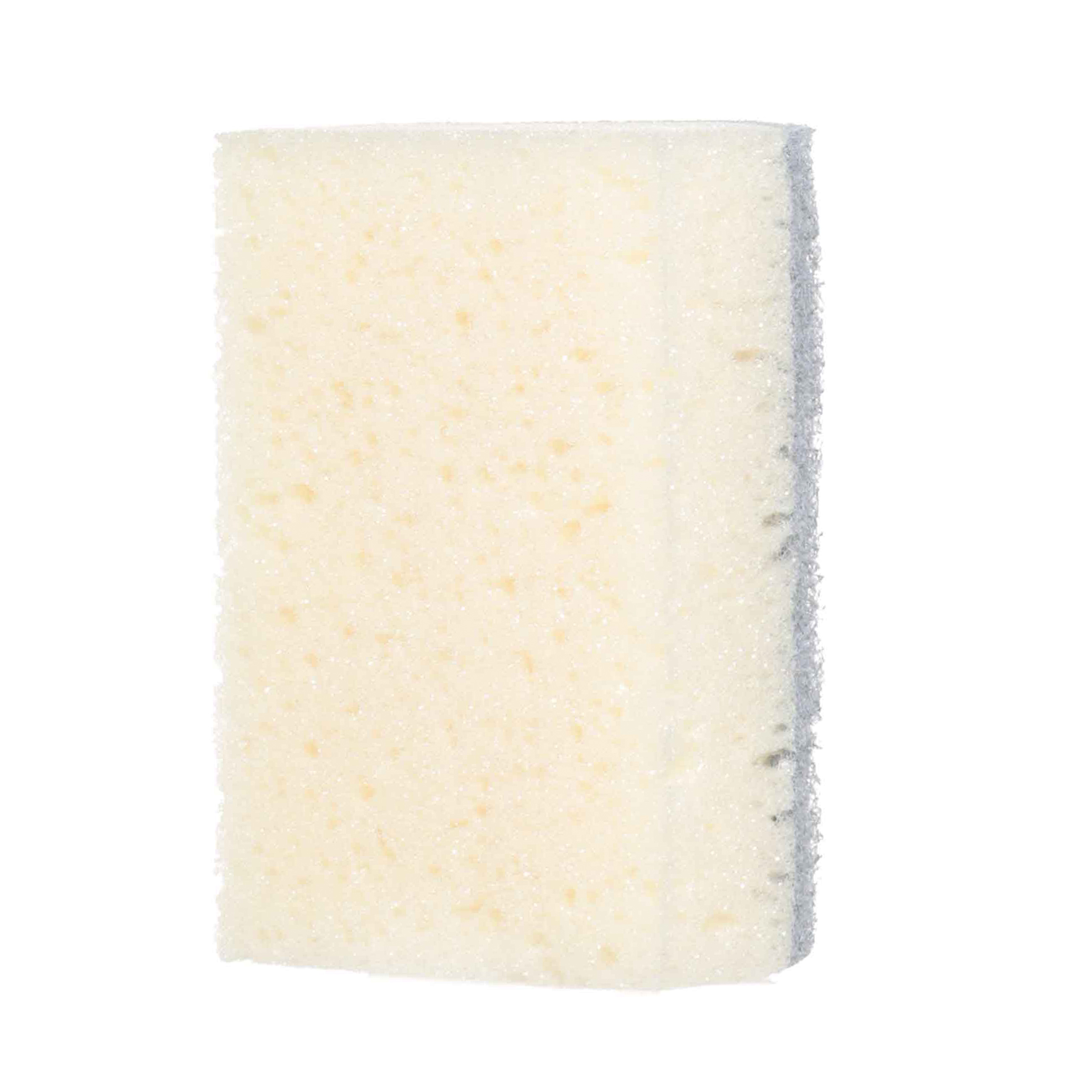 Dish washing sponge, 10x7 cm, 5 pcs, foam rubber / abrasive, rectangular, beige-gray, Clean, image-1