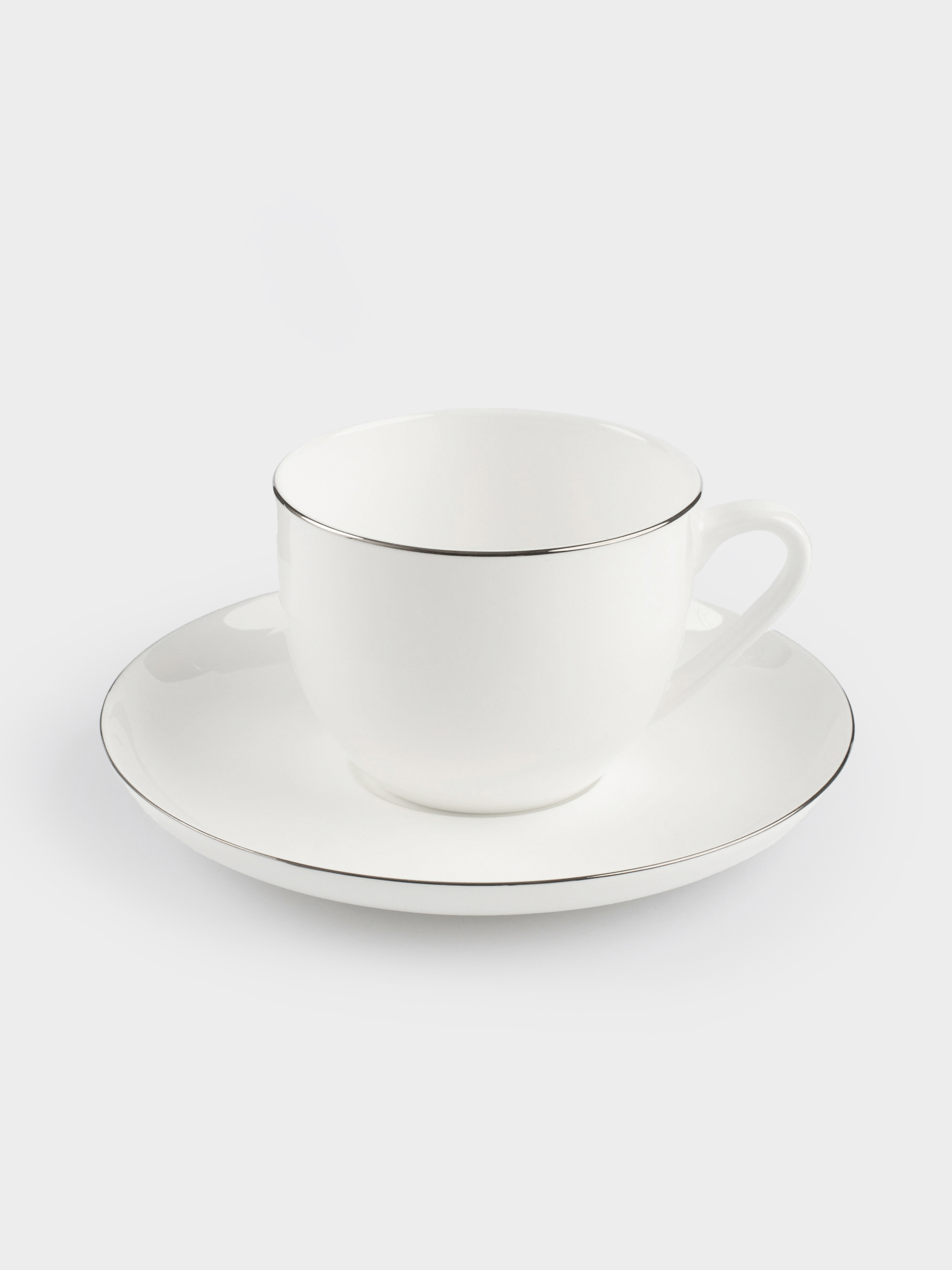 Tea pair, 2 persons, 4 items, 250 ml, porcelain F, white, Ideal silver, image-2