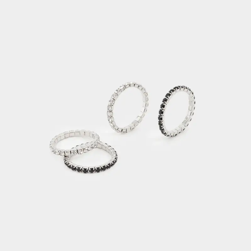 Set of rings, size S-M, 4 pcs, single size, metal / rhinestones, Crystals, Jewelry crystal