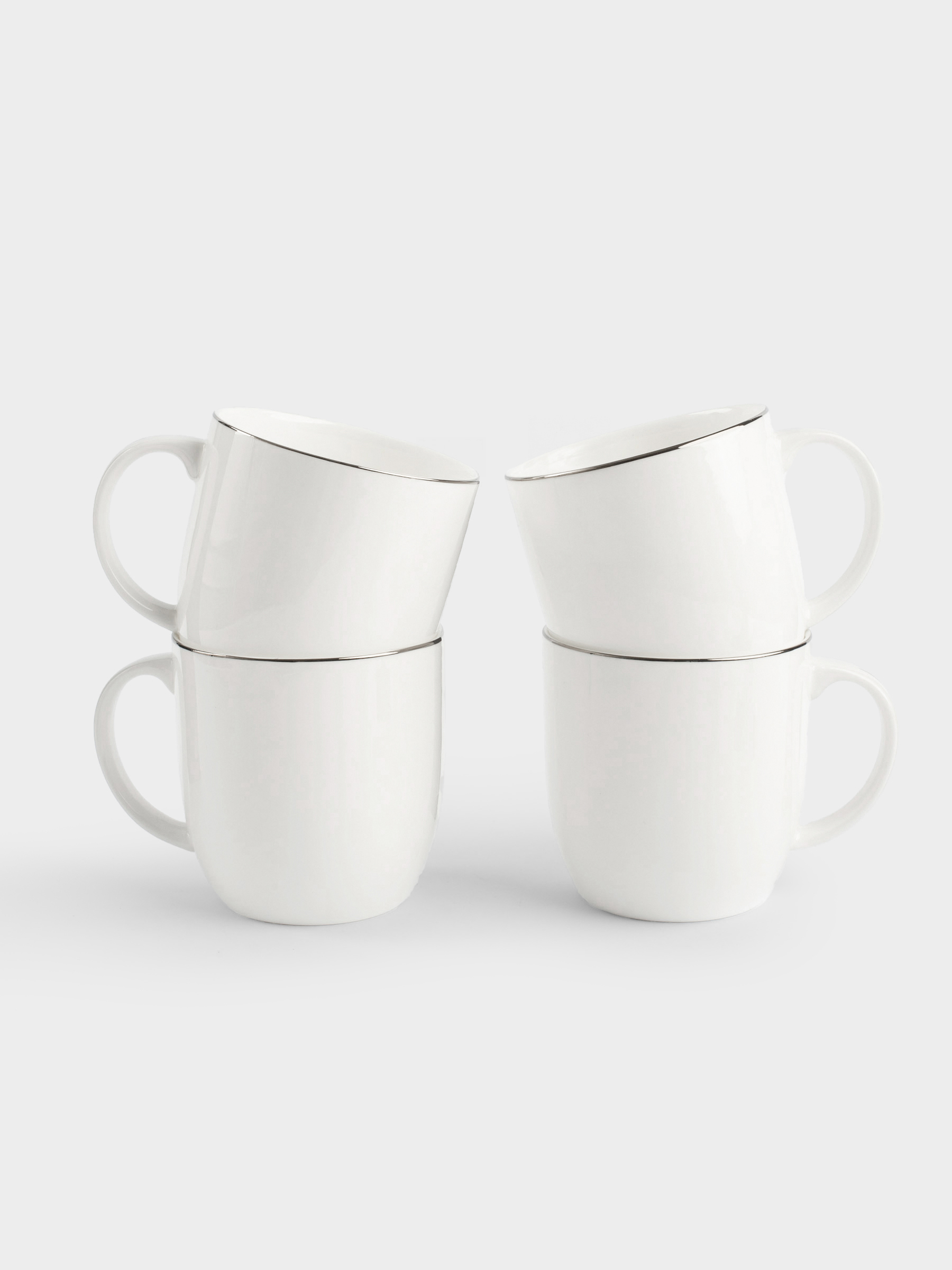 Mug, 370 ml, 4 pcs, porcelain F, white, Ideal silver, image-0