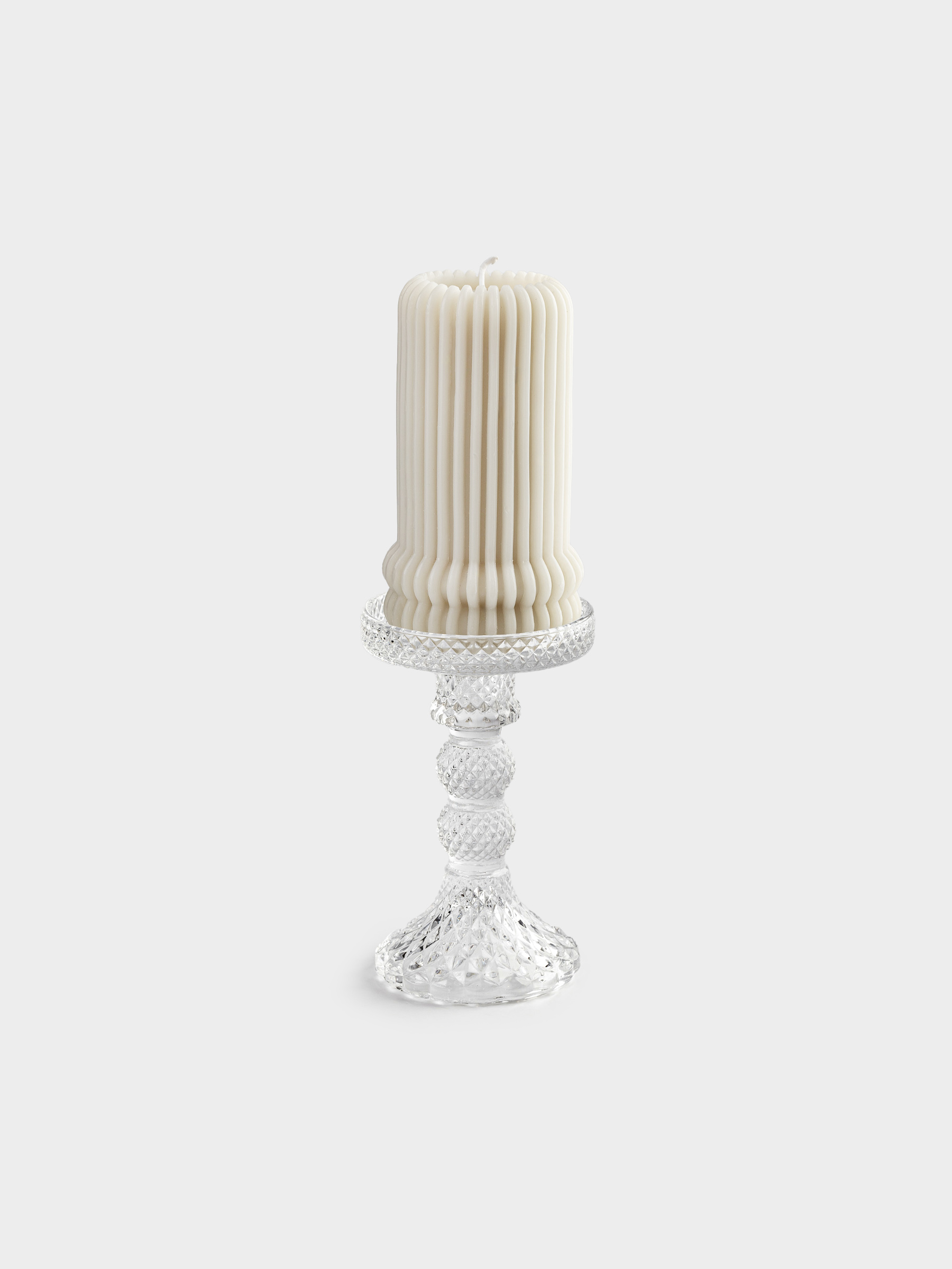 Candle holder, 14 cm, for one candle, on a leg, glass, Naiad, image-3
