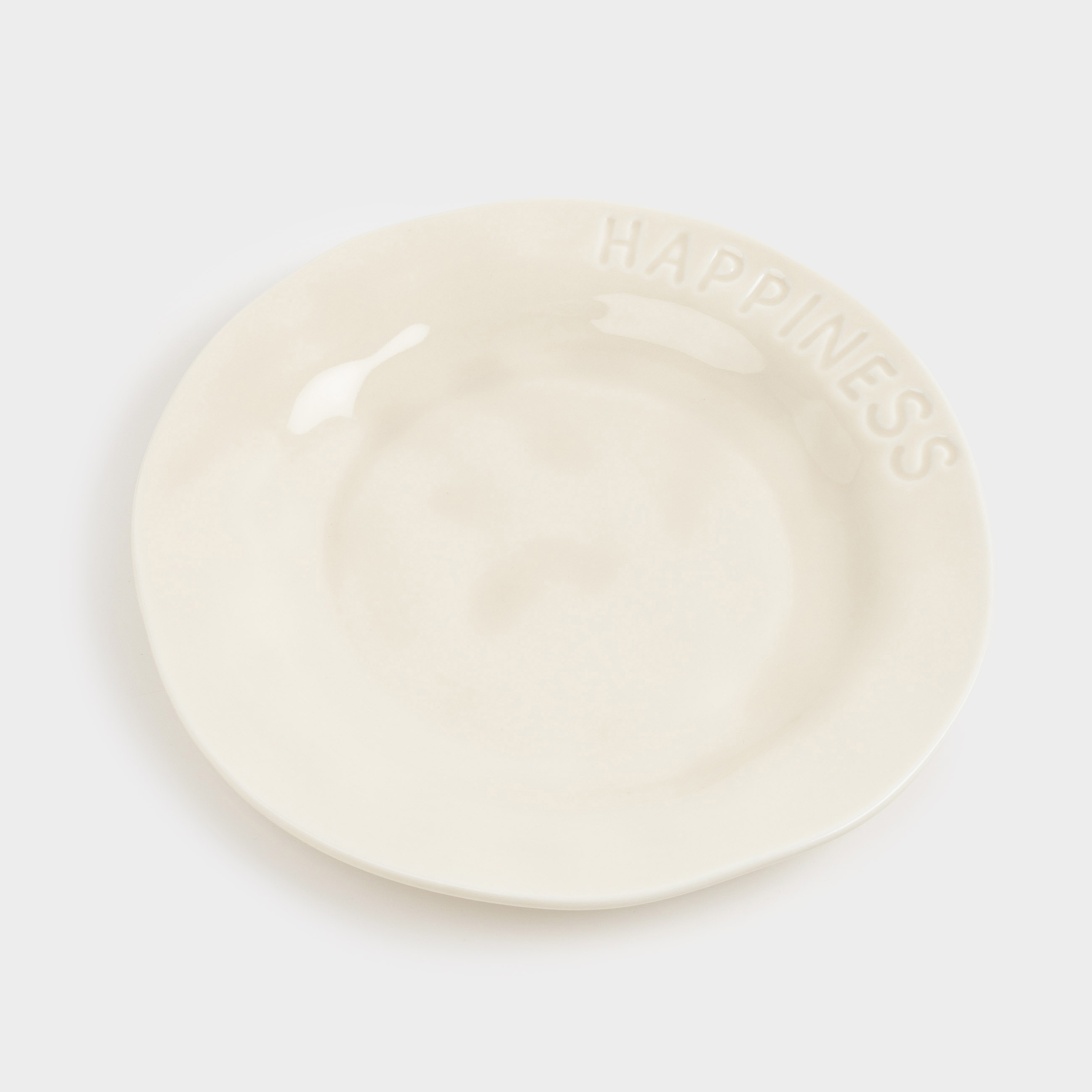 Dessert plate, 20 cm, porcelain P, dairy, Happiness, Crumple words