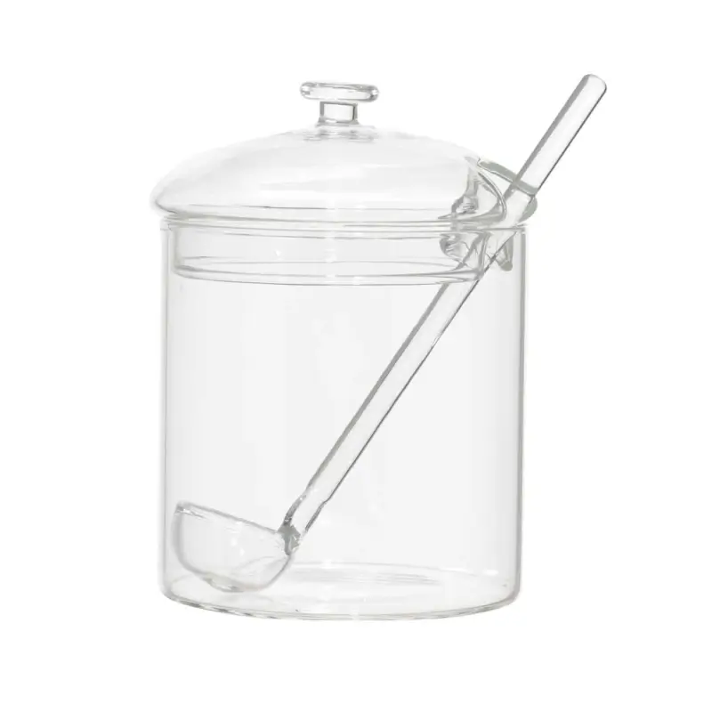 Sugar bowl, 8 cm, 300 ml, with spoon, glass B, Clear