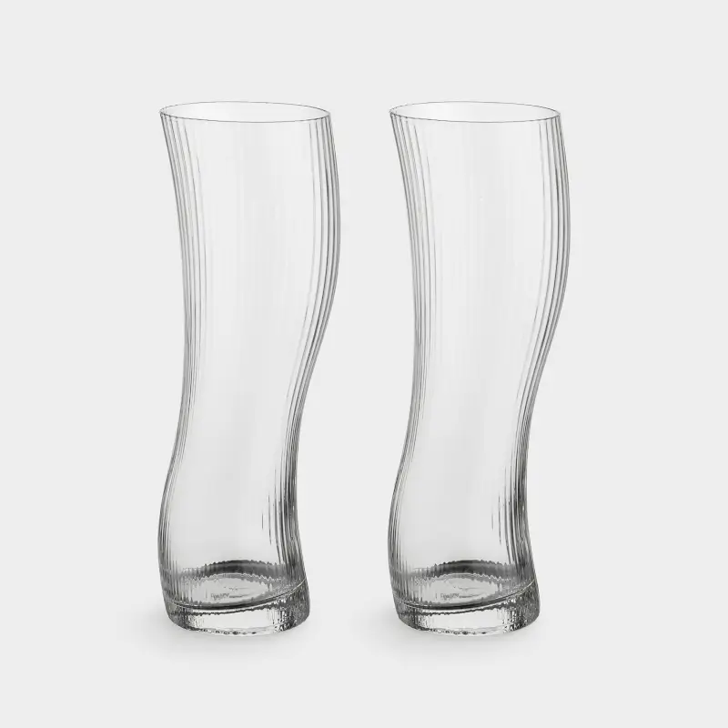 Beer glass, 23 cm, 600 ml, 2 pcs, glass R, Bend, Ribby ,image-0