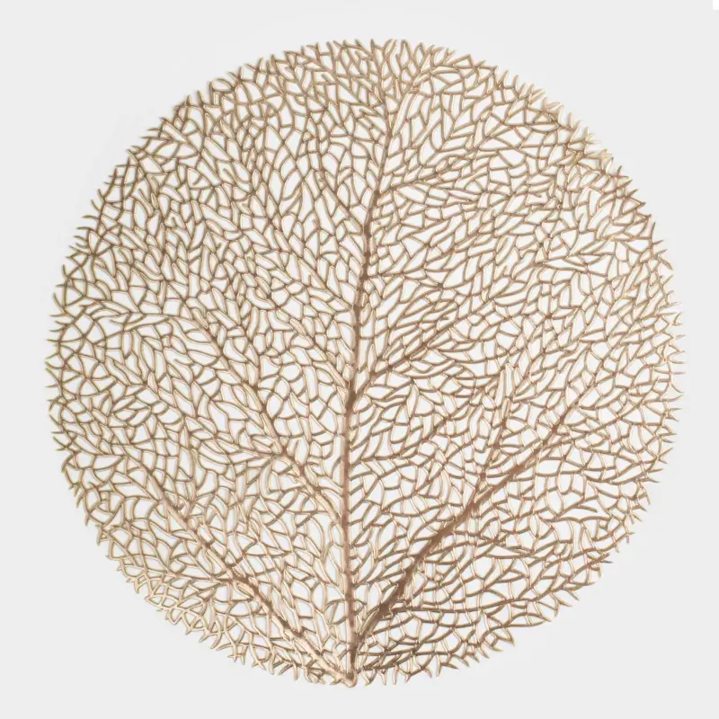 Napkin for appliances, 38 cm, PVC, round, golden, Wood, Azhur Grid ,image-0
